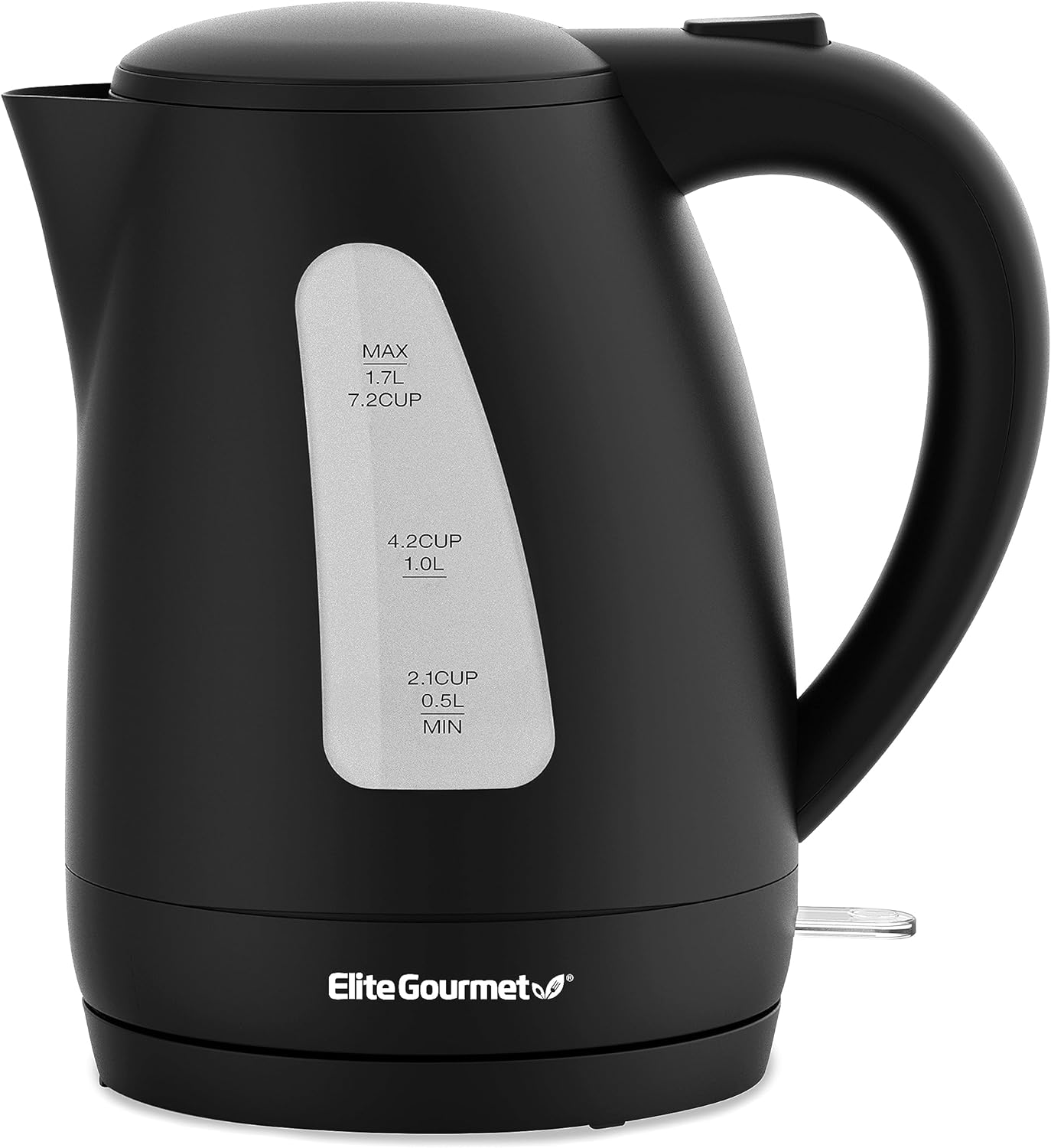 Elite Gourmet EKT8690 1.7L Electric Tea Kettle 1500W Hot Water Heater Boiler BPA-Free, Fast Boil, Water Level Window and Auto Shut-Off, Black