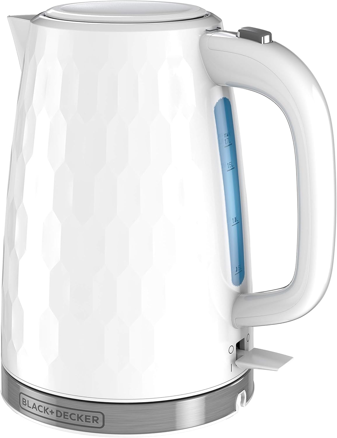 BLACK+DECKER 1.7L Cordless Electric Kettle, KE1560W, Premium Texture, Water Window, Rapid Boil, Auto Shutoff, White