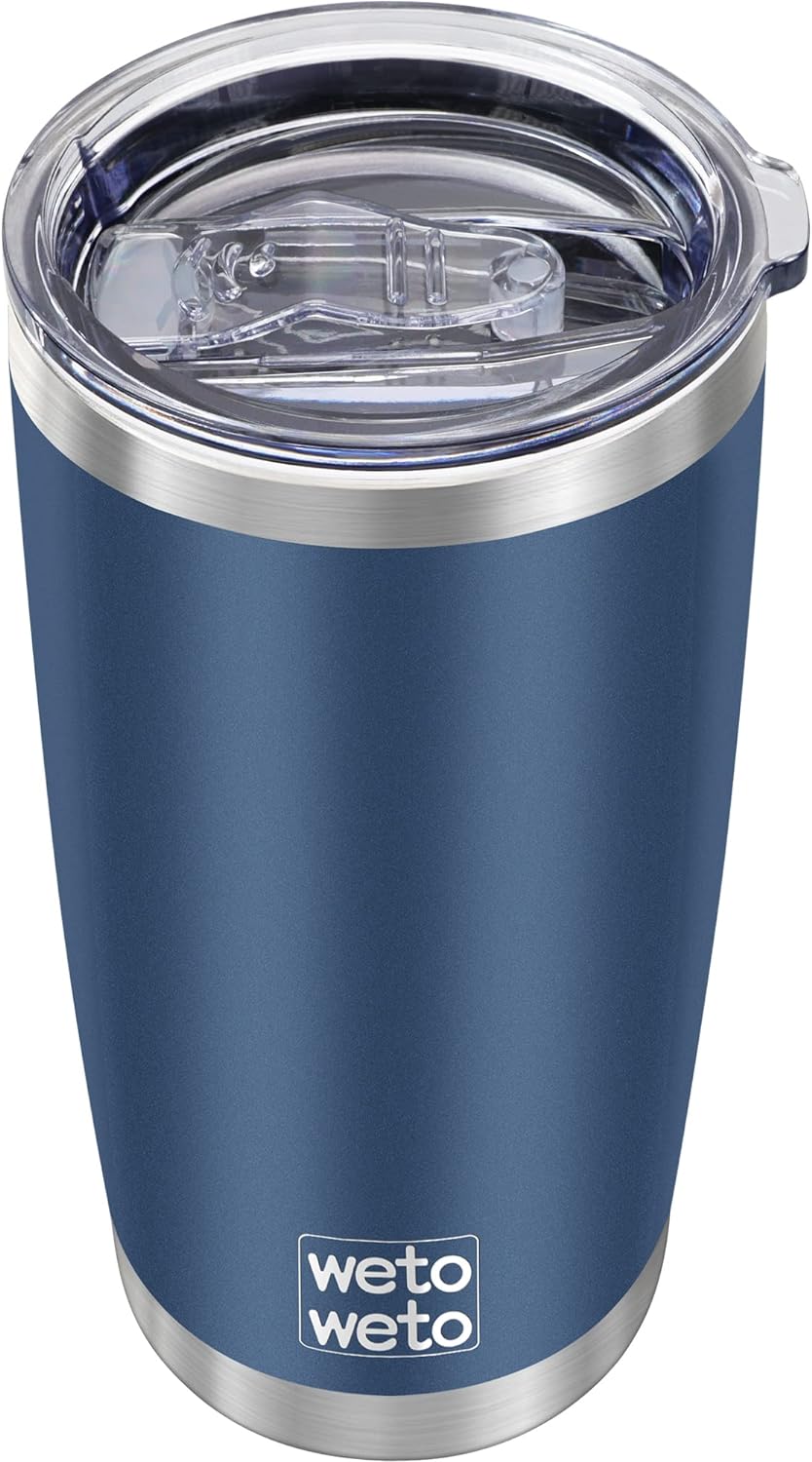 WETOWETO 20oz Tumbler, Stainless Steel Vacuum Insulated Coffee Travel Mug, Double Wall Powder Coated Insulated Coffee Mug Travel Mug with Lid Thermal Cup for Outdoor (Navy Blue, 1 Pack)