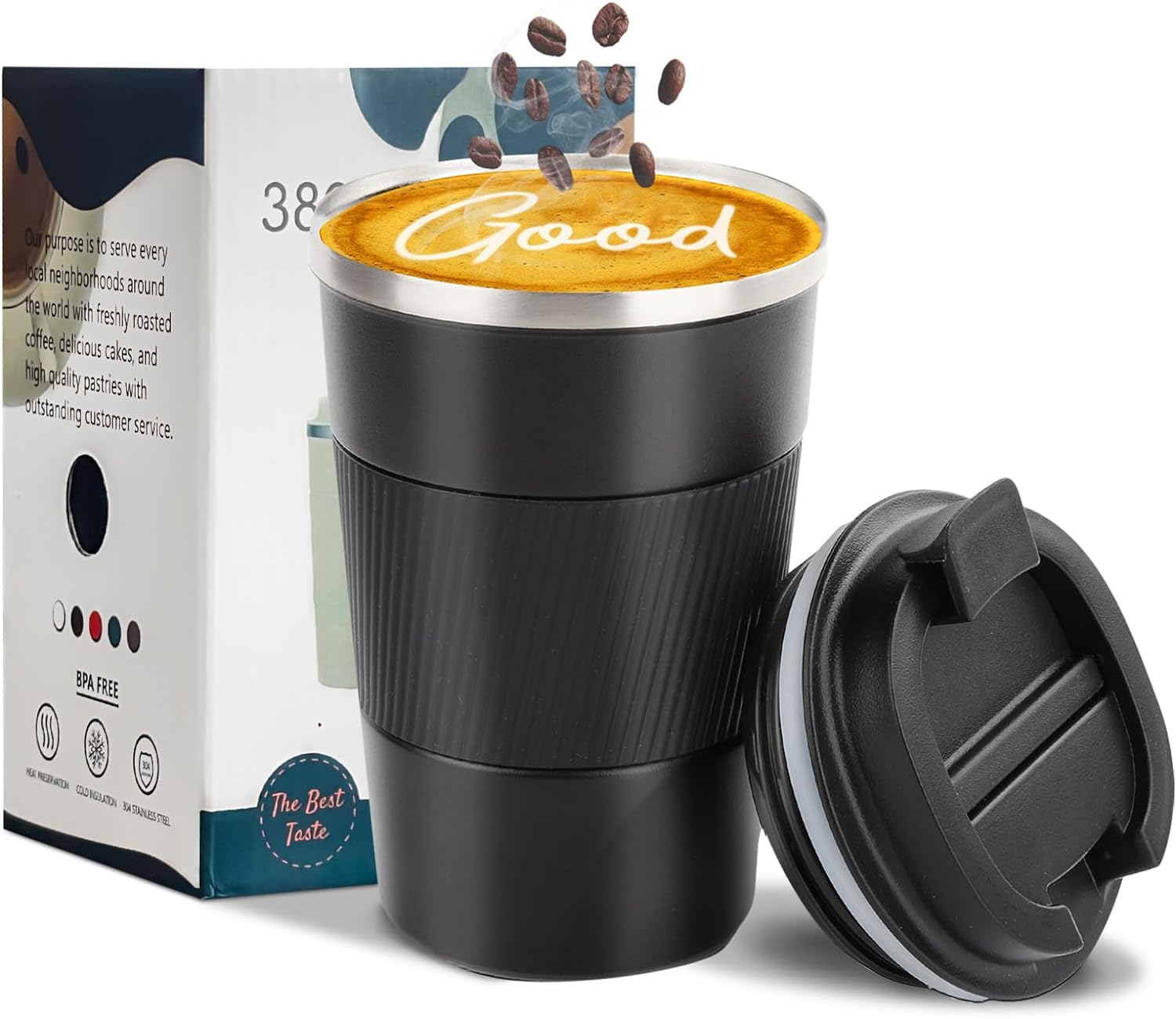 Coffee Travel Mug Spill Proof Leak Proof 14oz,Insulated Coffee Mug with Lid,Best Coffee to Go Cups Reusable,Small Coffee Thermos No Handle for Men and Women for Hot & Cold Drinks