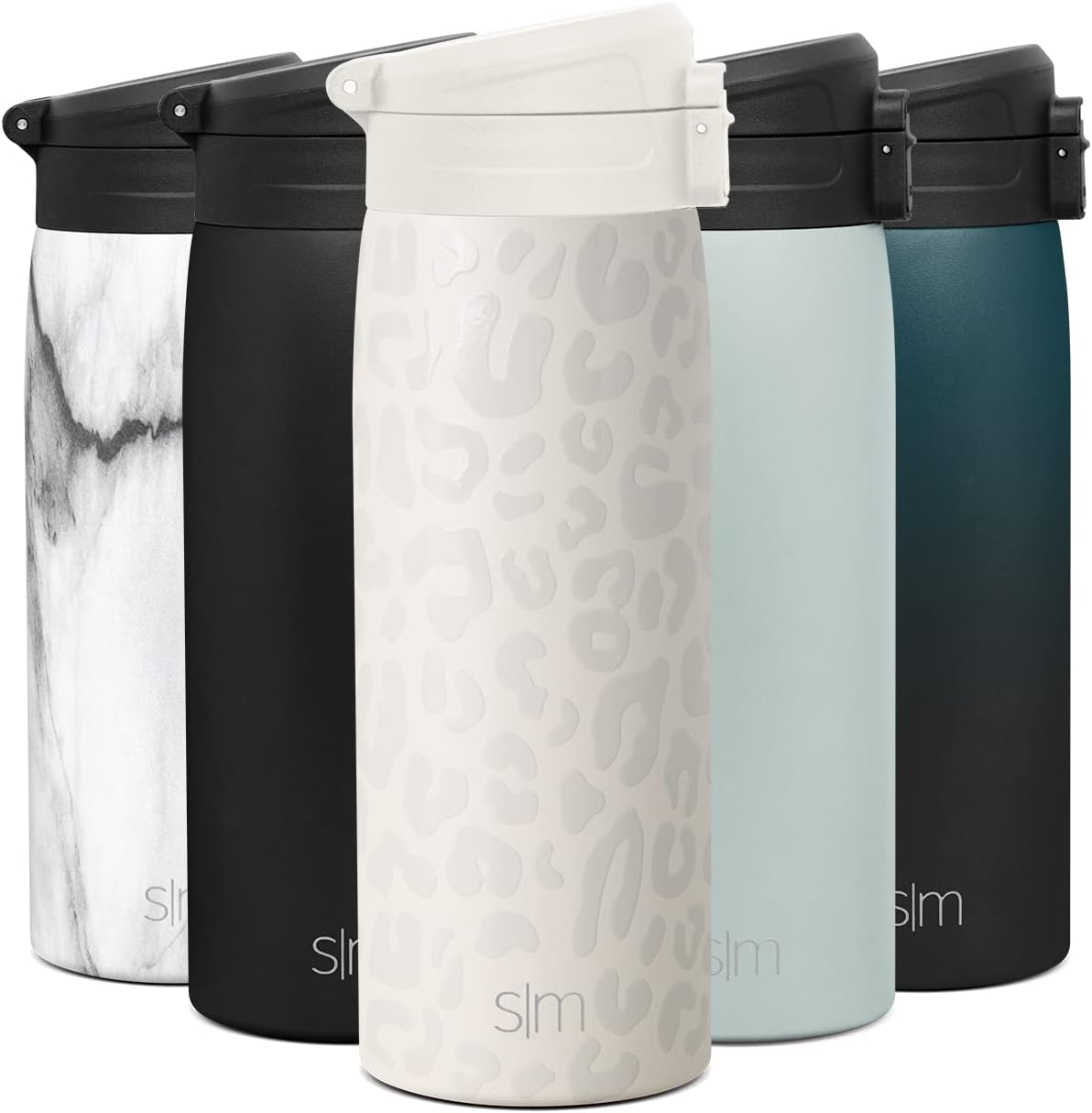 Simple Modern Insulated Thermos Travel Coffee Mug with Snap Flip Lid | Leakproof Reusable Stainless Steel Tumbler Cup | Gifts for Women Men Him Her | Kona Collection | 16oz | Cream Leopard