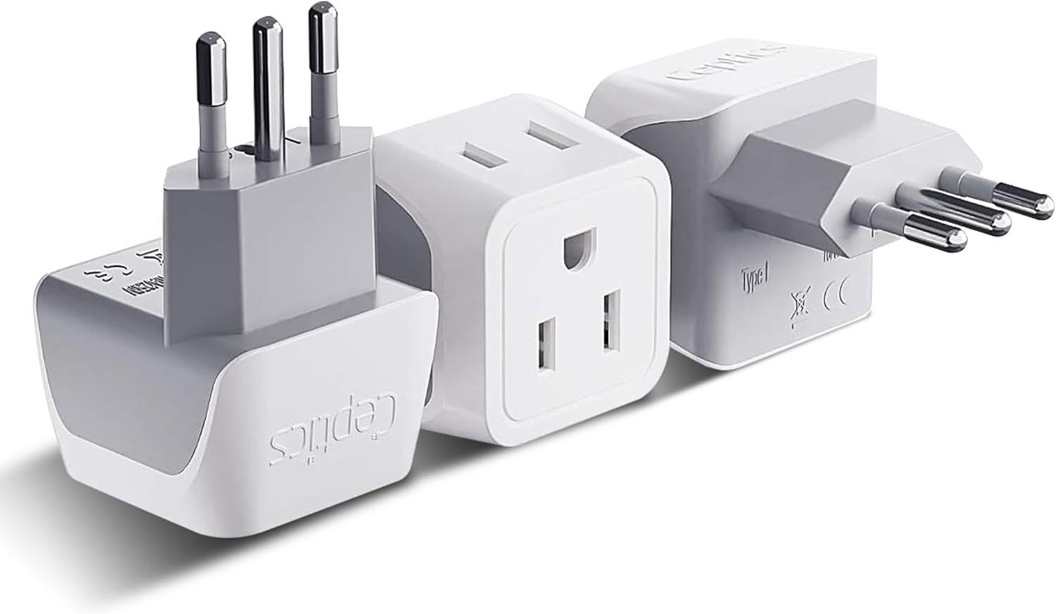 Ceptics Italy, Chile Travel Adapter Plug with Dual USA Input - Type L (3 Pack) - Ultra Compact - Safe Grounded Perfect for Cell Phones, Laptops, Camera Chargers and More (CT-12A)