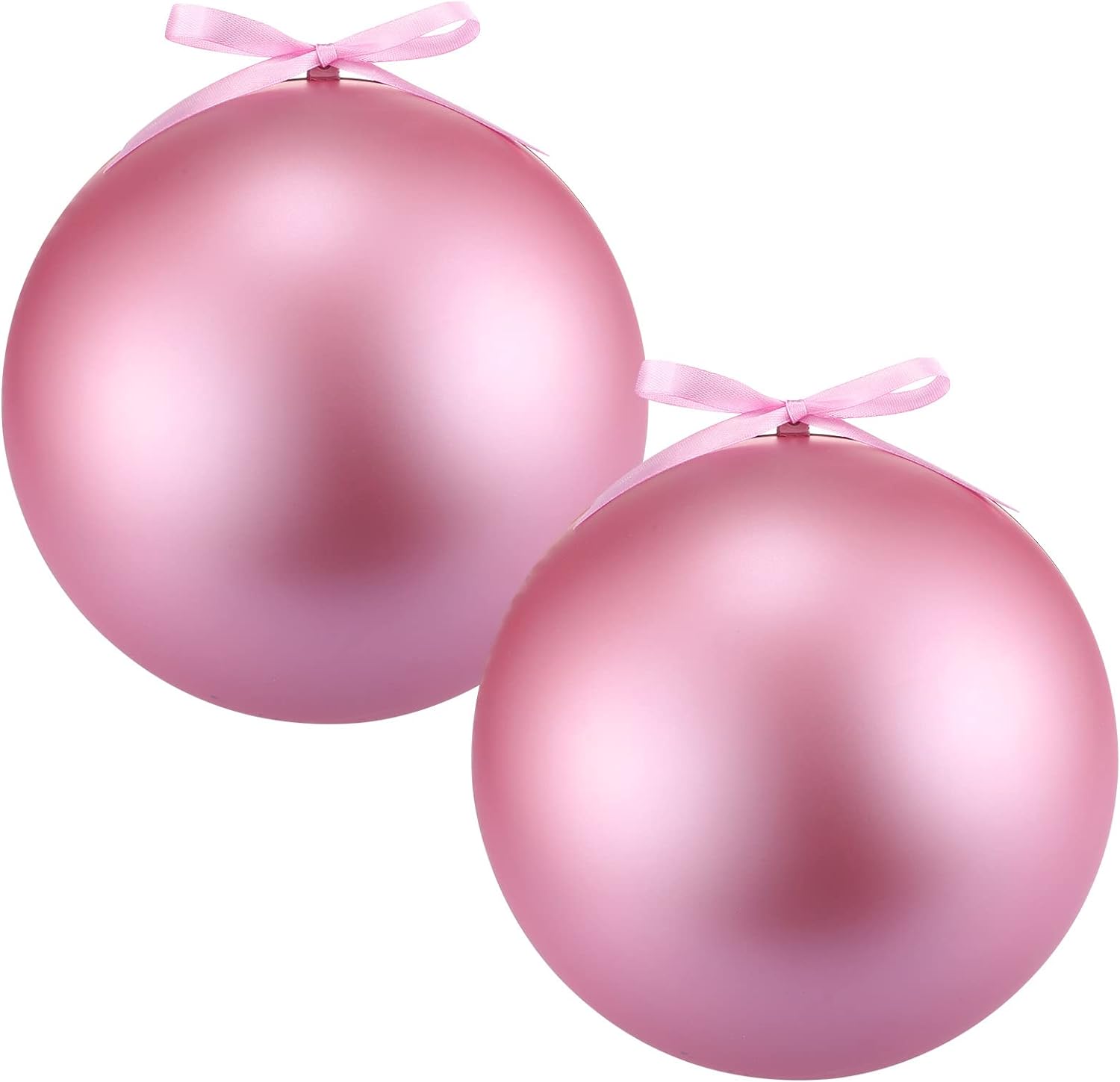 2 Pcs 8 Extra Large Size Christmas Hanging Ball Ornaments Oversized Huge Big Xmas Christmas Plastic Balls for Outside Lawn Yard Tree Hanging Decorations (Pink)