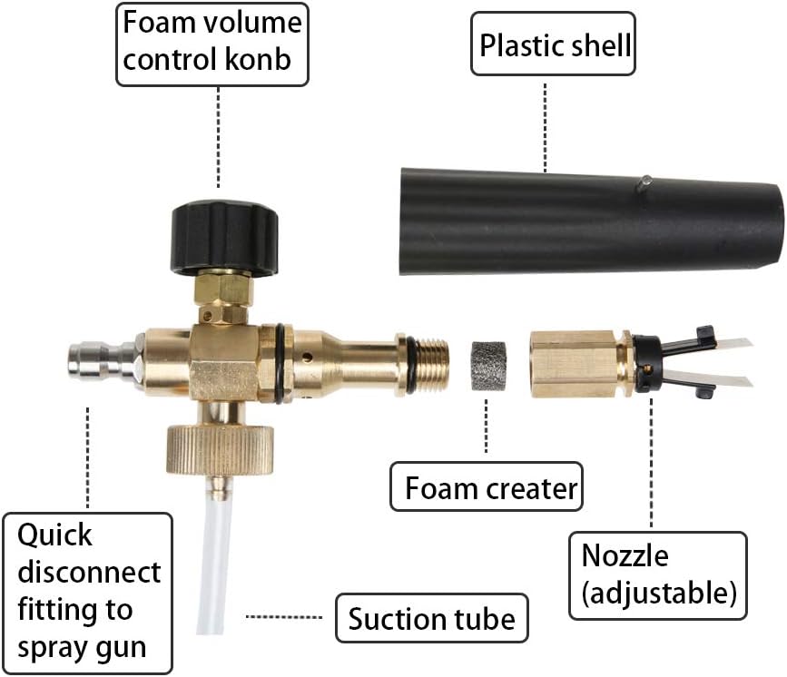 Sooprinse Foam Cannon Snow Foam Lance Nozzle Pressure Washer Jet WashFoam cannon lance kit with Pressure Washer Spray Gun,30 Degree Gutter Cleaner Wand with Nozzle Tip Attachment