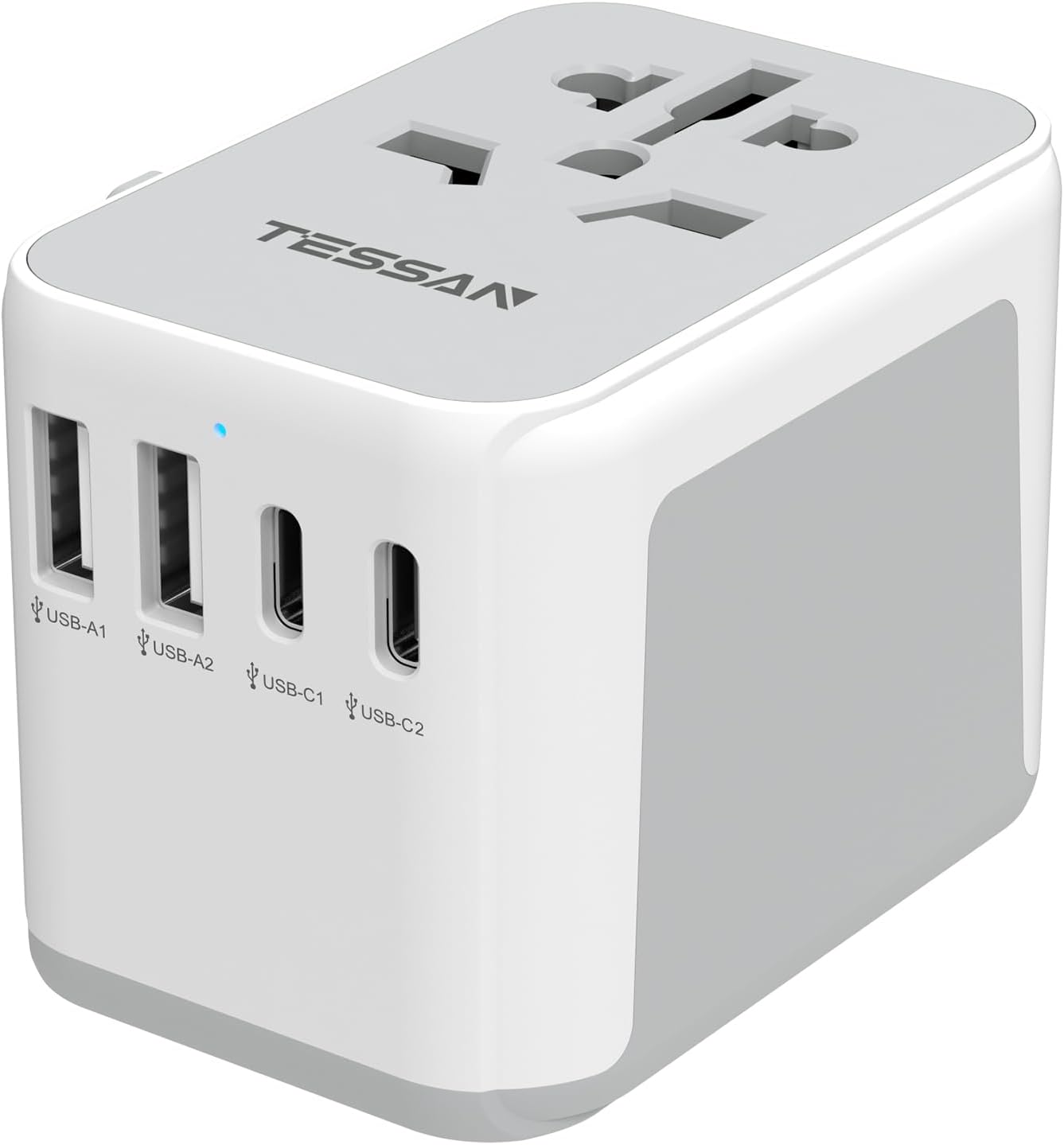 TESSAN Universal Travel Adapter, International Plug Adaptor with 2 USB C Wall Charger 2 USB A Ports, All-in-one Worldwide Power Outlet for US to European EU UK AUS (Type C/G/A/I)