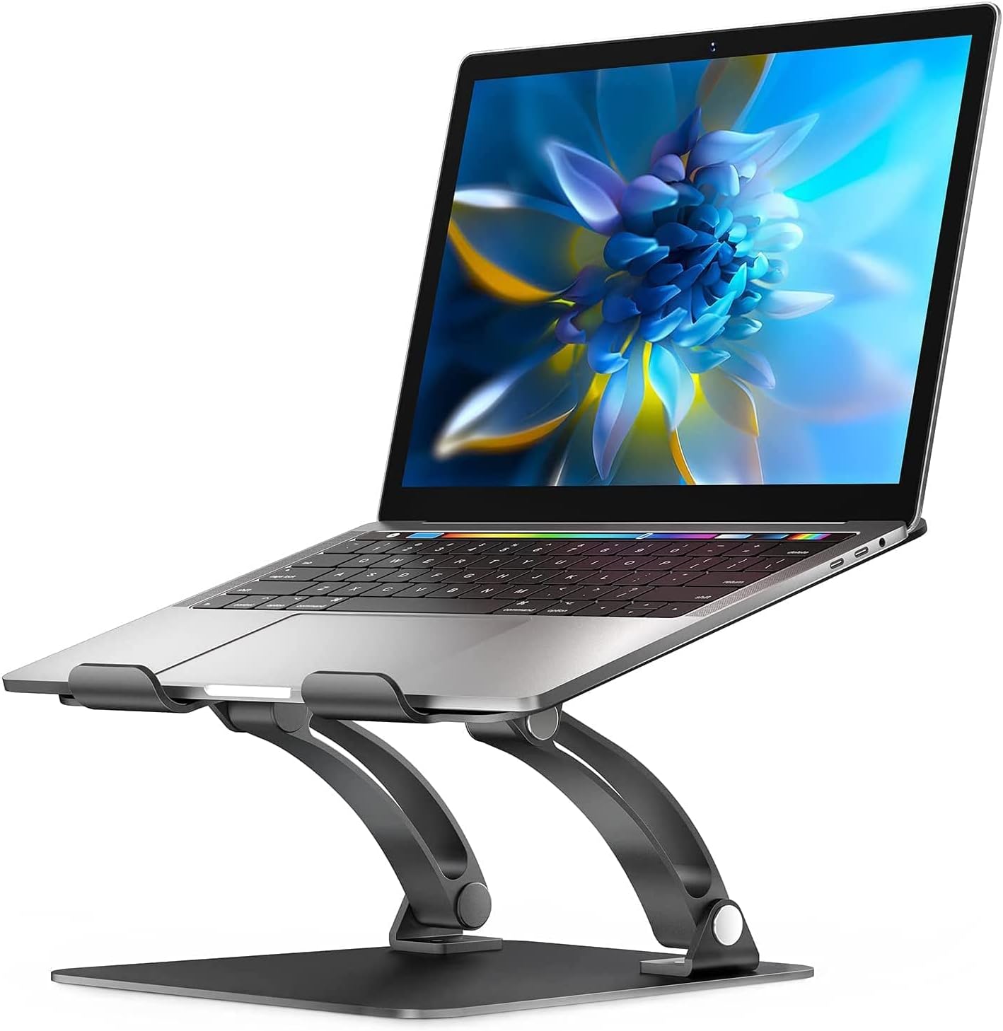 Nulaxy Laptop Stand, Ergonomic Height Angle Adjustable Laptop Stand for Desk, MacBook Stand Holder, Laptop Riser Compatible with MacBook, Dell, HP, All Laptops 11-17, Supports Up to 22 Lbs-Black