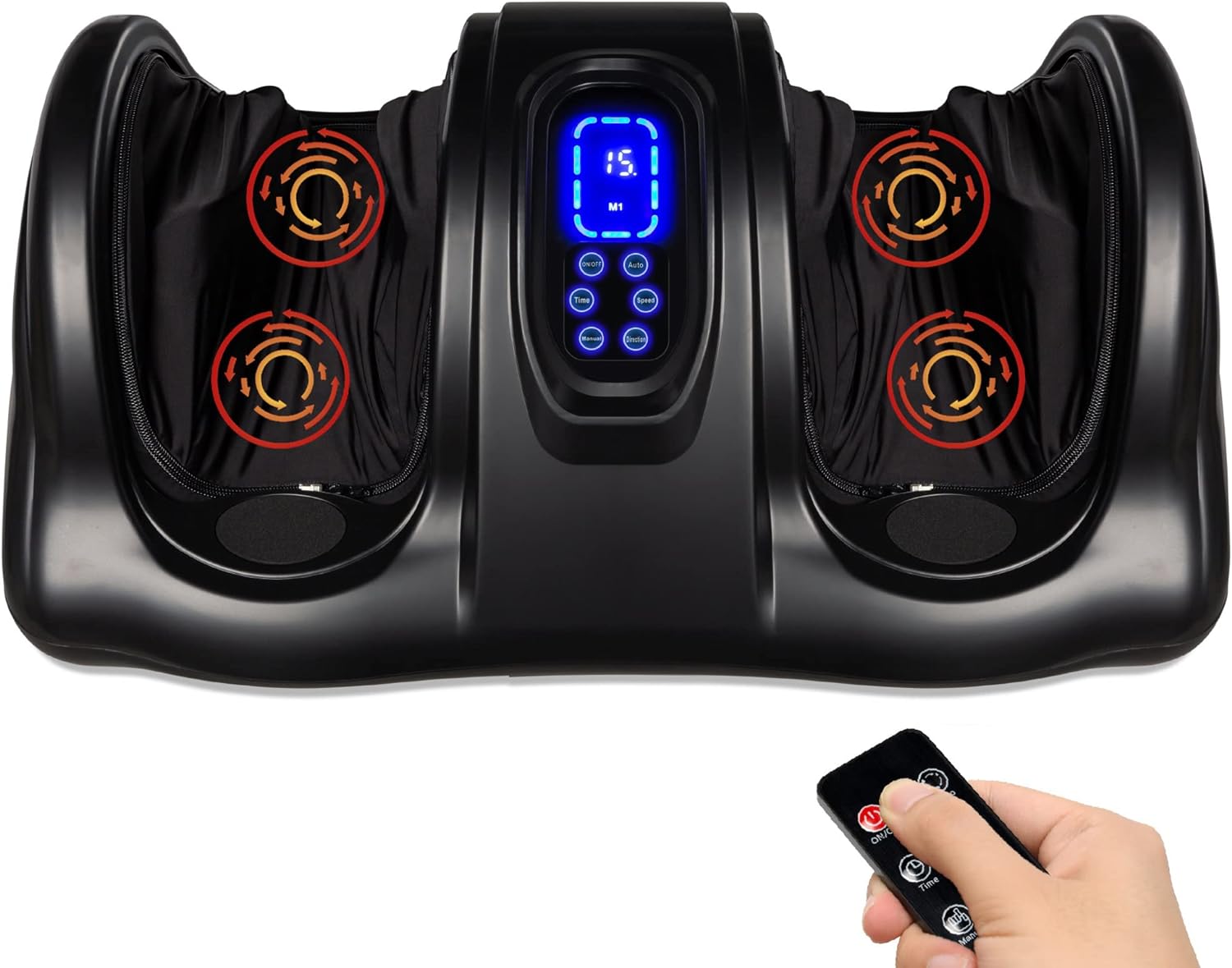 Best Choice Products Foot Massager Machine Shiatsu Foot Massager, Therapeutic Reflexology Kneading and Rolling for Feet, Ankle, High Intensity Rollers, Remote, Control, LCD Screen - Black