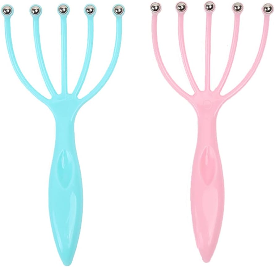 Scalp Massager, Protable Hand Held SPA Head Massager for Deep Relaxation & Stress Reduction in The Office Home SPA Father' Day and Mother' Day Gifts Pink Blue(2-Pack)