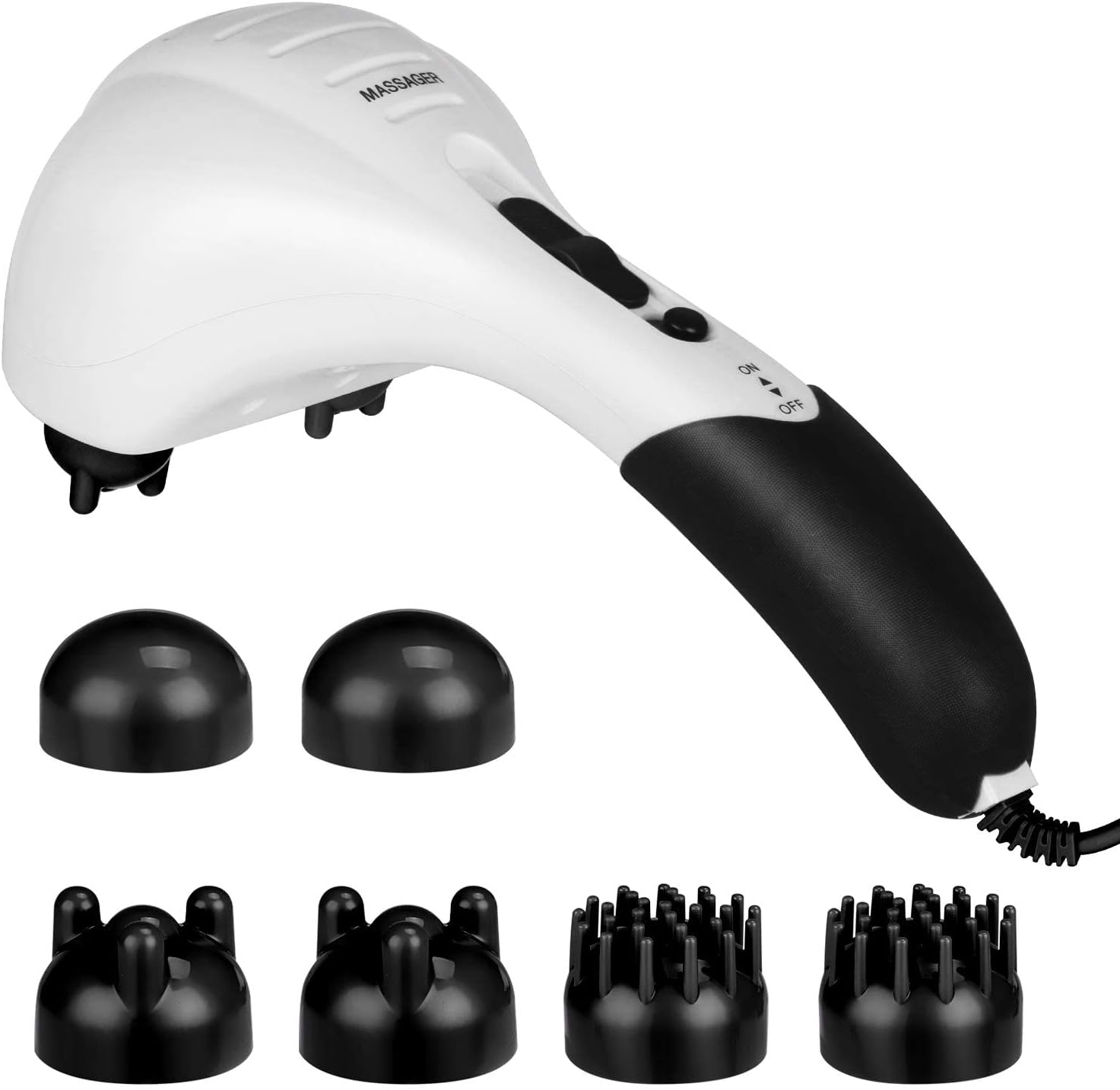 Handheld Neck Back Massager - Double Head Electric Full Body Massager - Deep Tissue Percussion Massage Hammer for Muscles, Arm, Neck, Shoulder, Back, Leg, Foot (Black)