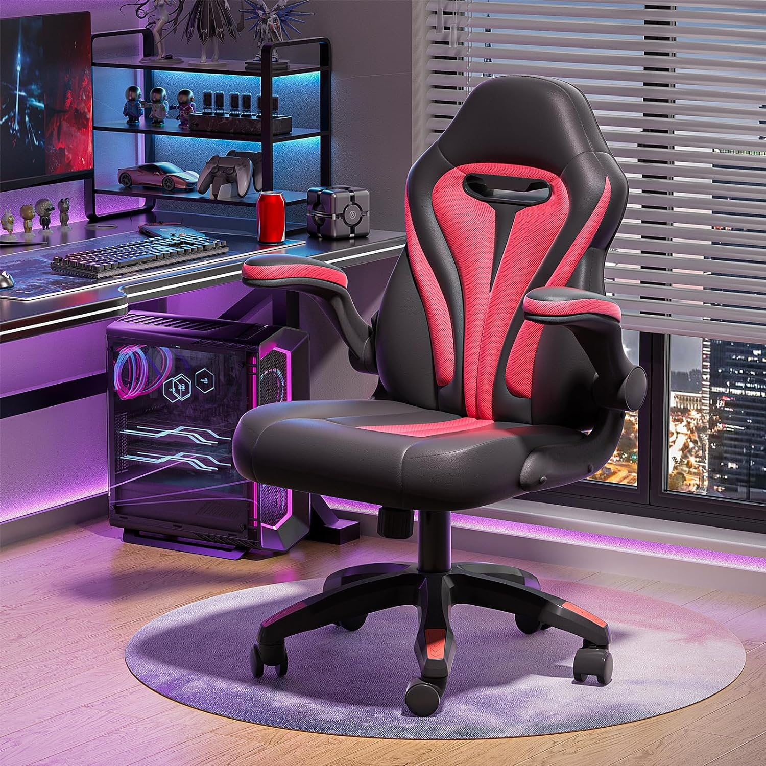 Gaming Chair, Computer Gaming Chair Video Game Chairs for Teens Adults, Ergonomic Gaming Chair High Back Leather Cheap Computer Office Chair, Black Silla Gamer Chair