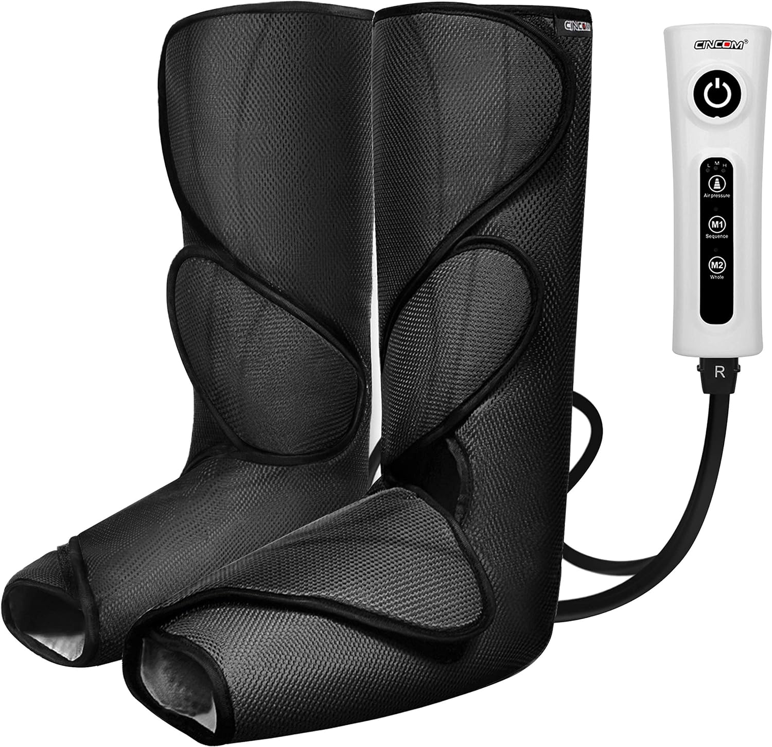 CINCOM Leg Massager for Circulation and Pain Relief, Air Compression Foot and Calf Massager Helpful for Relaxation, Swelling and Edema Gifts for Mom and Dad (with 2 Extensions) - FSA HSA Eligible