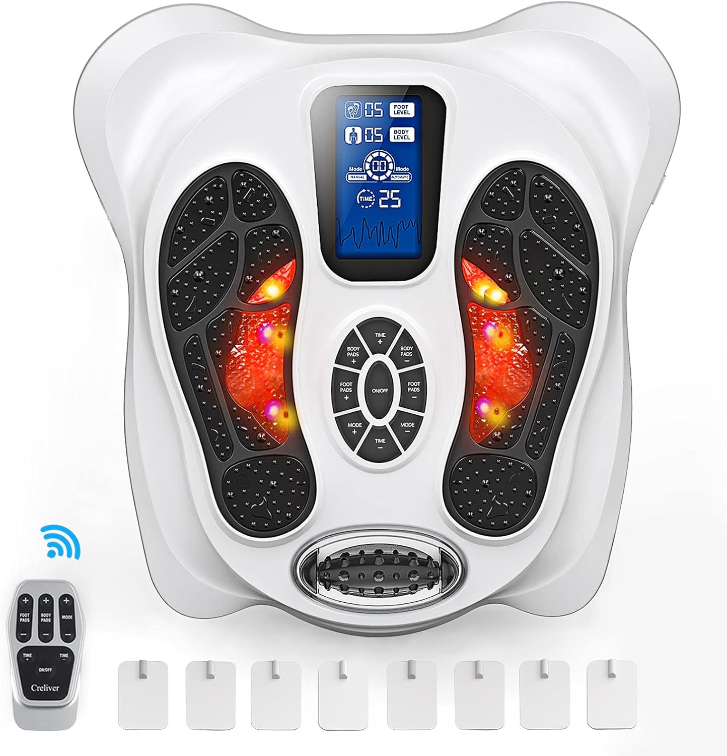 CRELIVER Foot Circulation Plus EMS & TENS Foot Nerve Muscle Massager, Electric Foot Stimulator Improves Circulation, Feet Legs Circulation Machine Relieves Body Pains, Neuropathy (FSA or HSA Eligible)