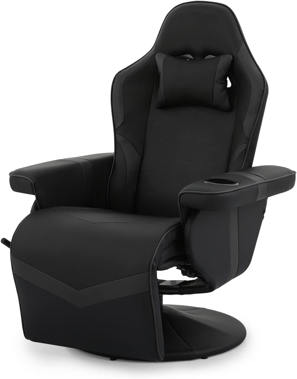 Magshion Ergonomic Gaming Recliner Chair Single Gaming Sofa Modern Living Room Recliners Video Gamer Chair for Adult Teen 360 Swivel Game Chair with Neck Support, Footrest, Cup Holder, Black