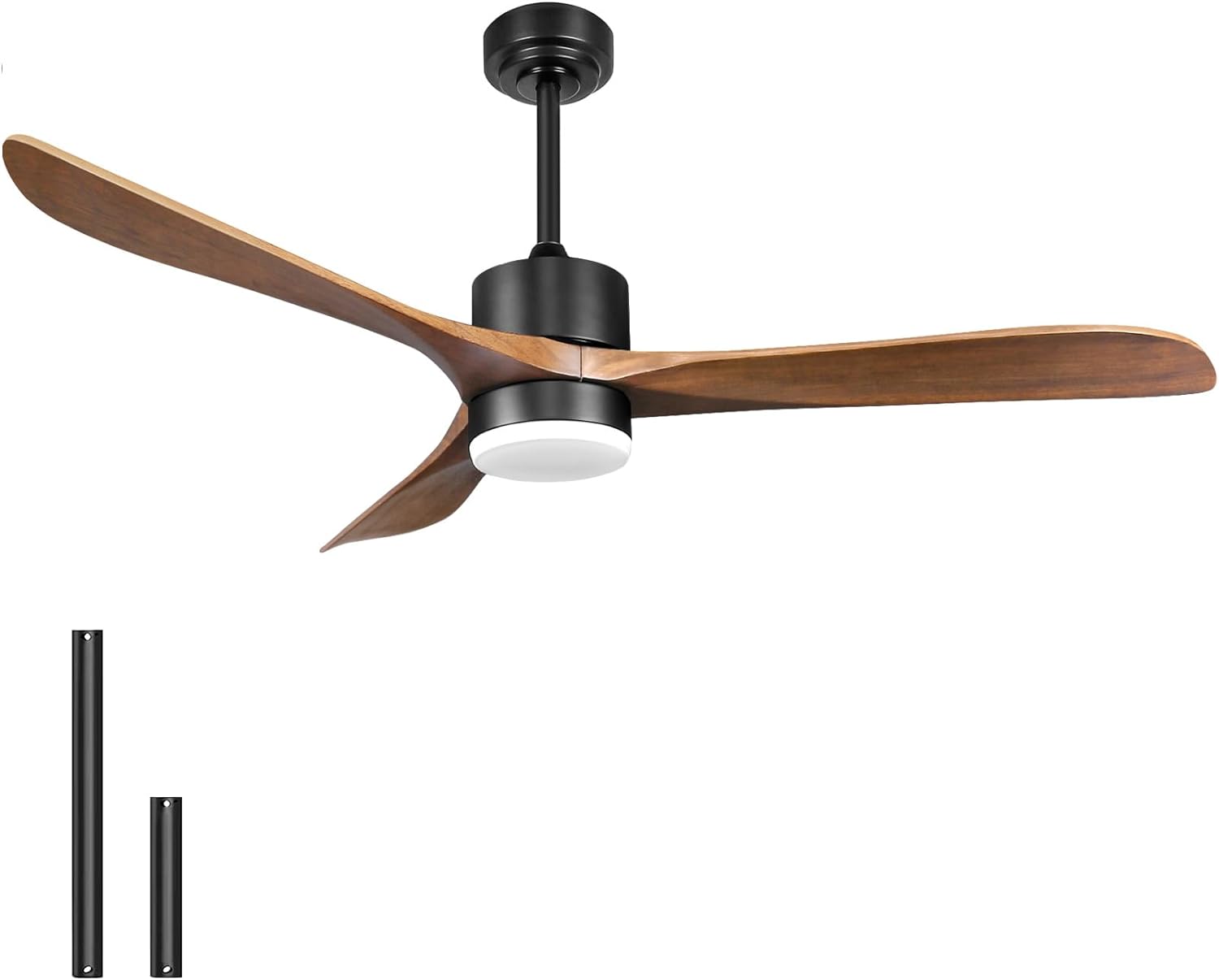 Ceiling Fans with Lights Remote Control, 56 Outdoor Wood Ceiling Fan with Light Memory for Patio Gazebo Living Room Bedroom, Walnut & Matte Black