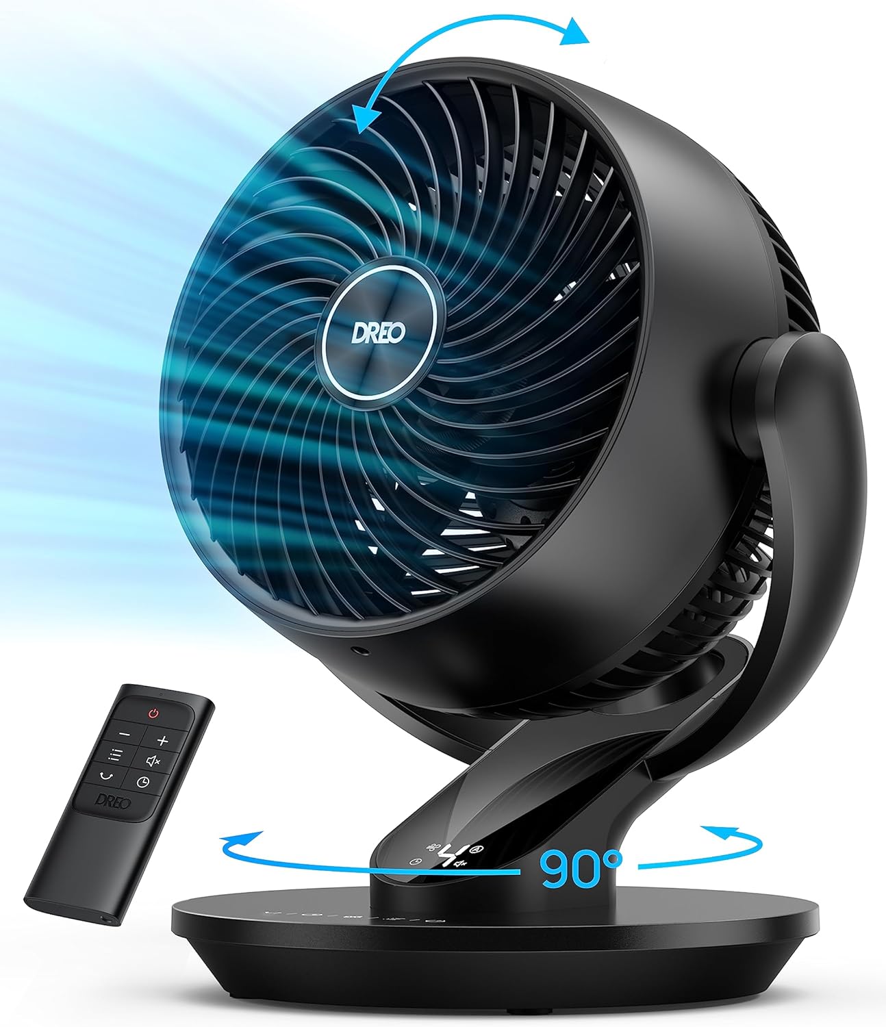 Dreo Fan for Whole Room, 70ft Powerful Airflow, 13 Inch Quiet Oscillating Table Fans with Remote, Air Circulator Fan for Bedroom, 120 Adjustable Tilt, 4 Speeds, 8H Timer, Home,Office