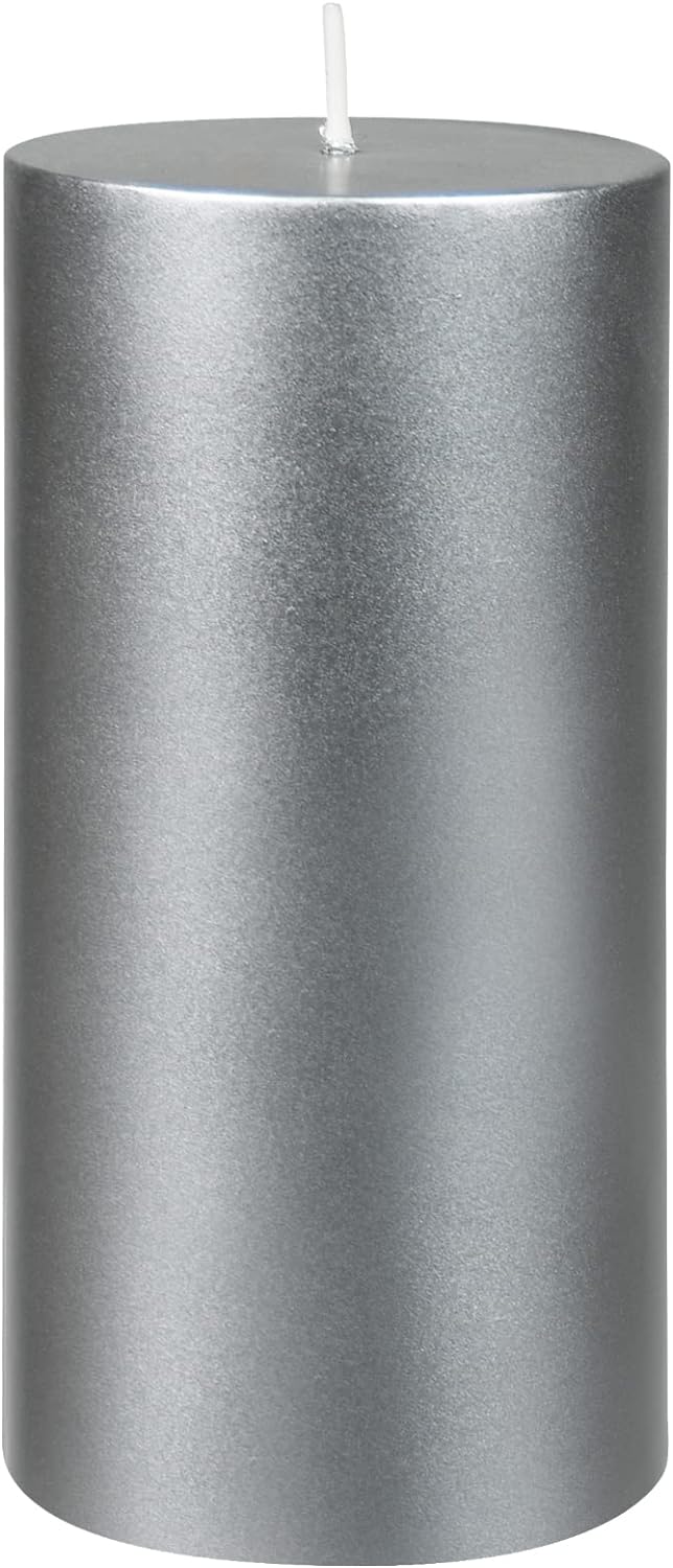 Pillar Candle, 3 by 6-Inch, Metallic Silver