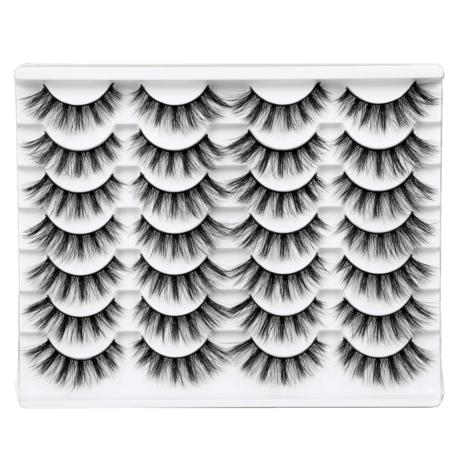 Newcally False Eyelashes Wispy Natural Cat Eye Lashes Faux Mink Lashes Fake Eyelashes Soft 3D Medium Length Light Volume 14 Pairs Pack