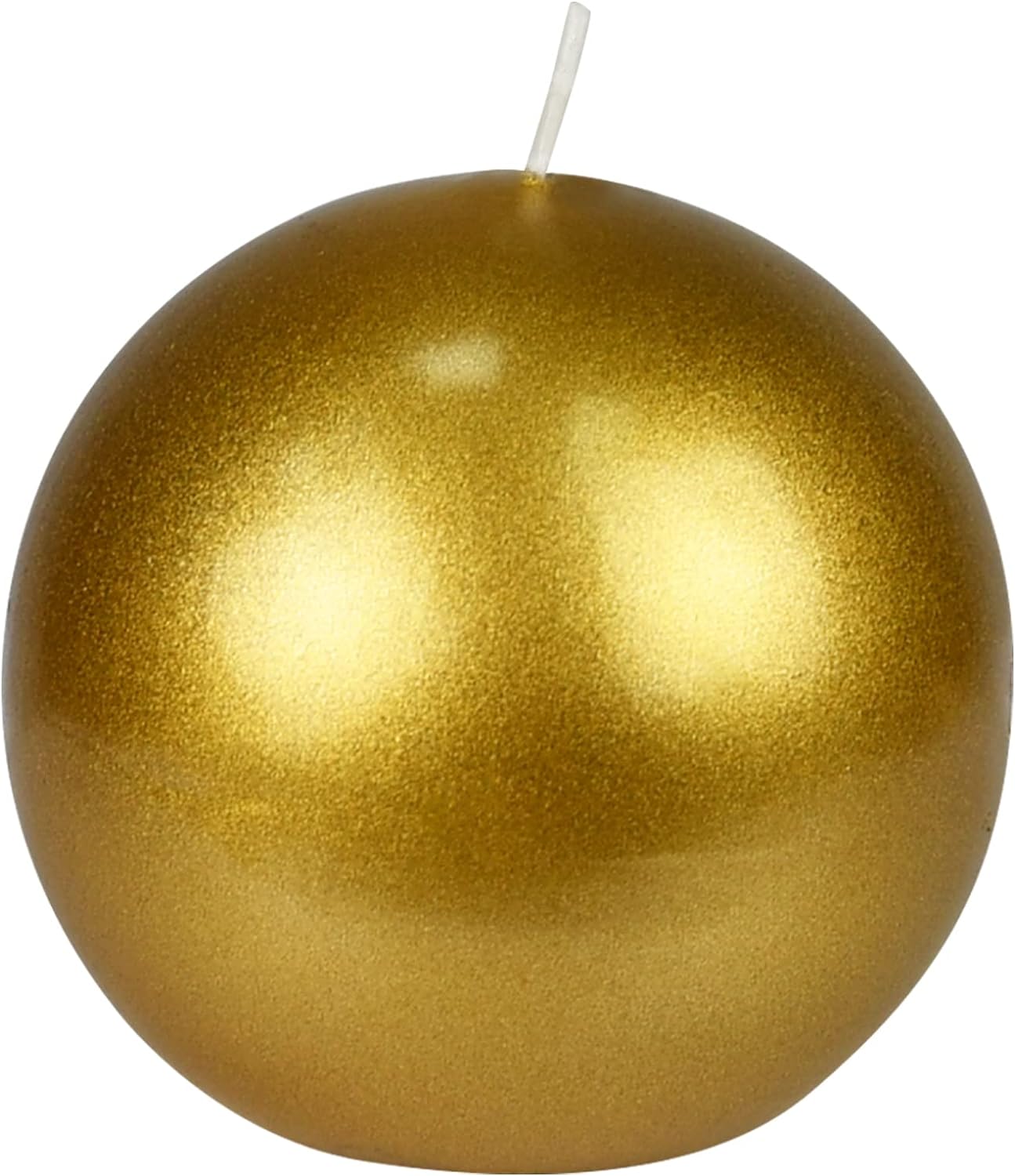 2-Piece Ball Candles, 4-Inch, Metallic Gold