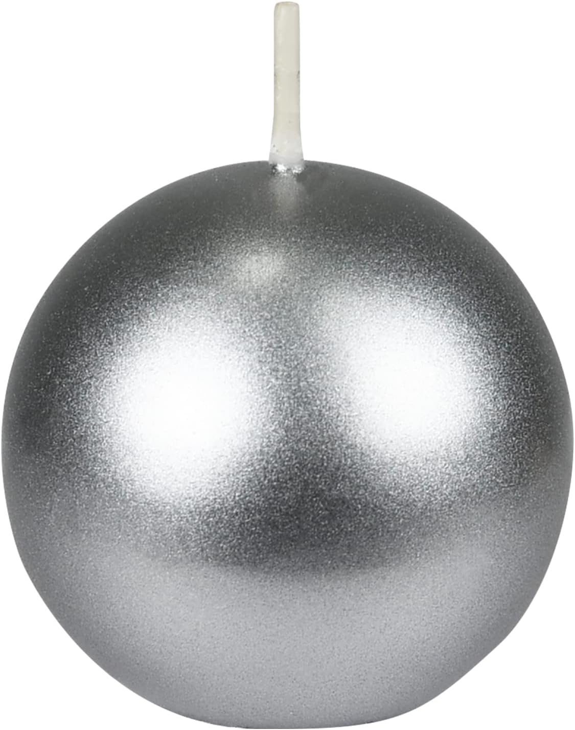 6-Piece Ball Candles, 3-Inch, Metallic Silver