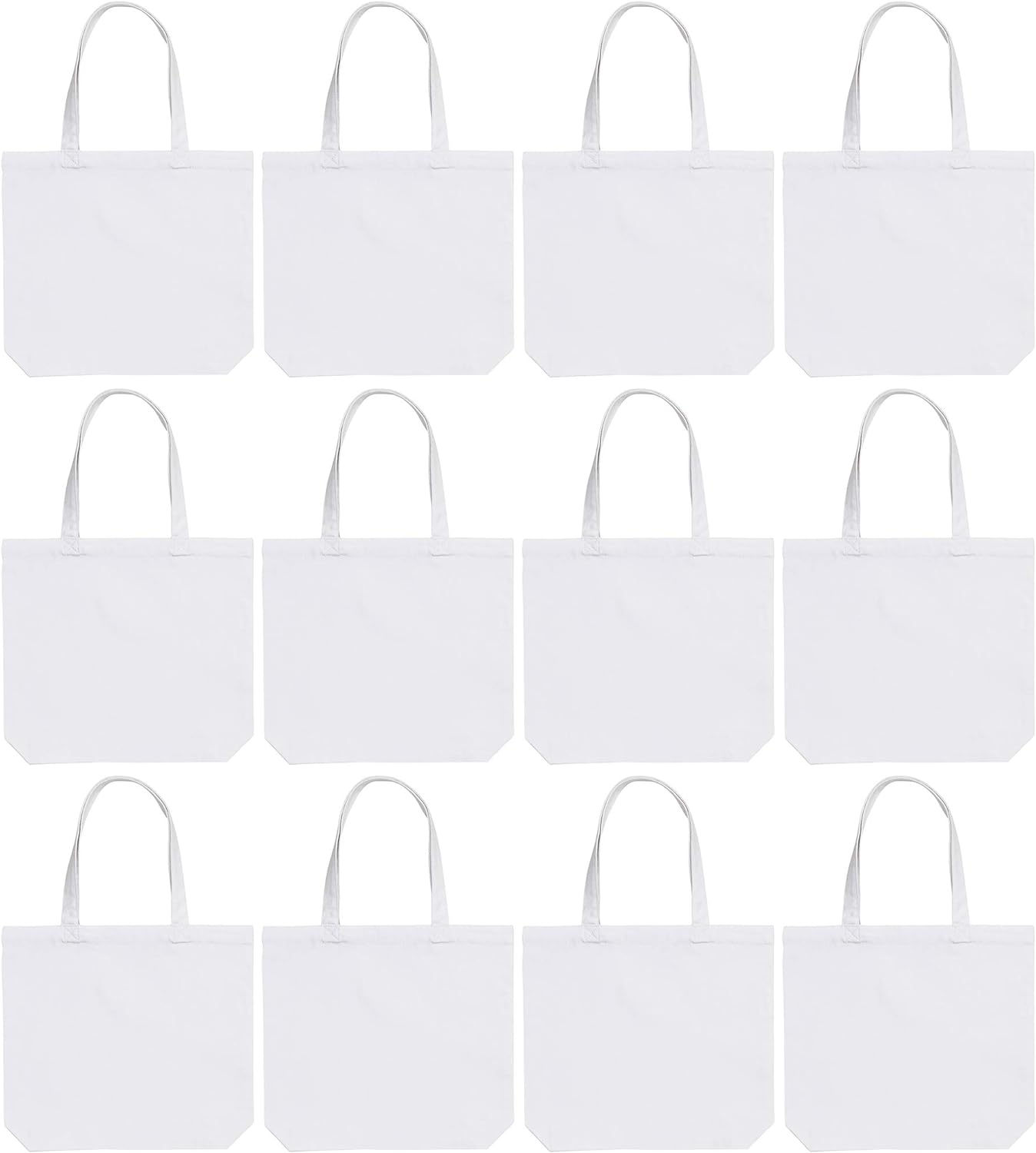 Medium Cotton Tote Bags 14x13x3 100% Cotton Canvas 12 Pack