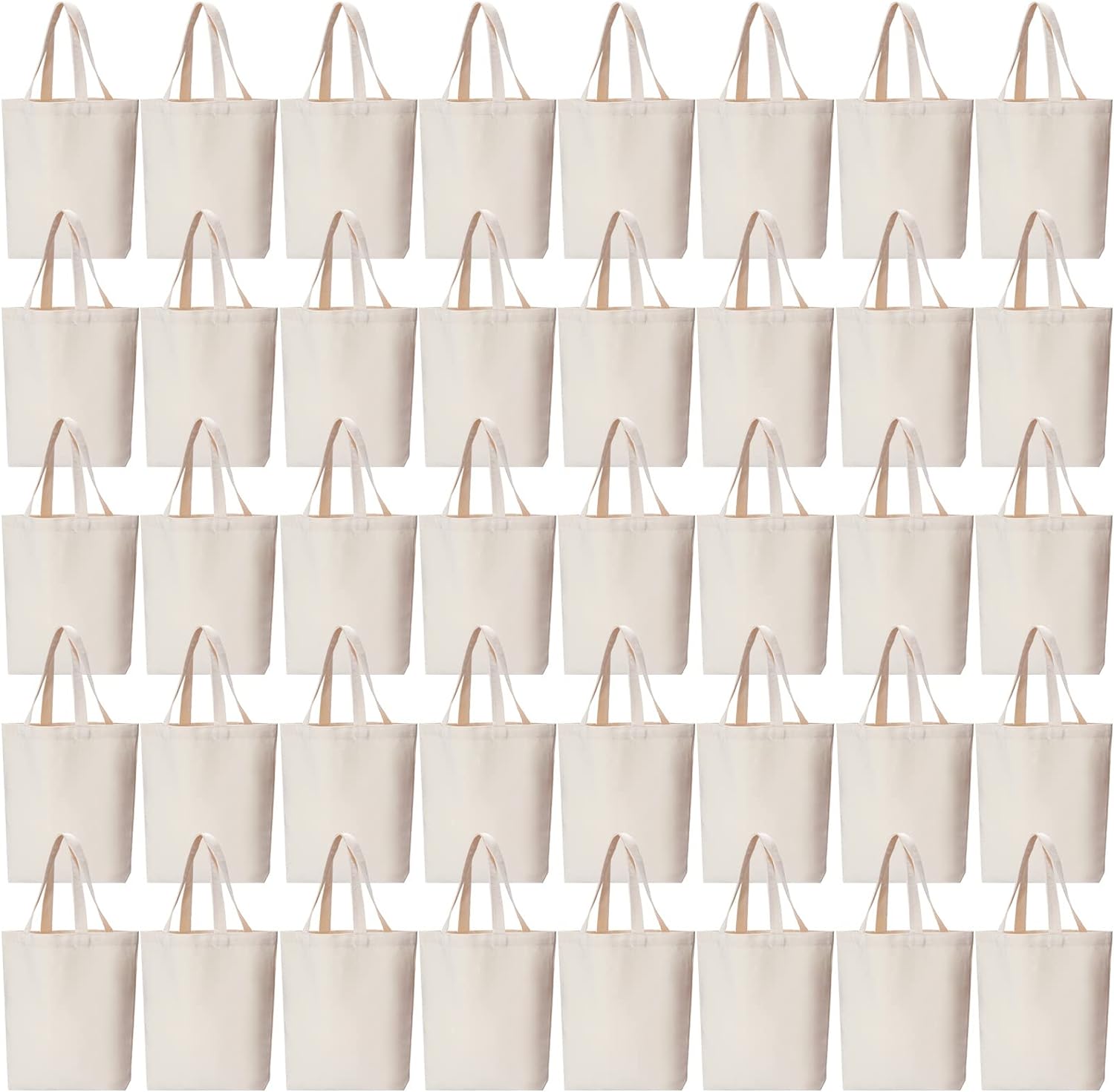 Pinkunn 100 Pcs Canvas Bags Bulk Natural Cotton Bags with Handles Plain Polyester Cotton Bags for Crafting DIY