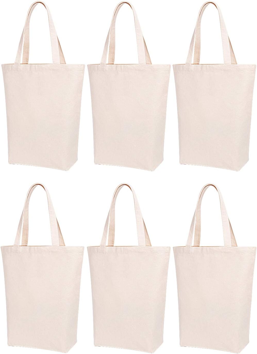 Lily queen Natural Canvas Tote Bags DIY for Crafting and Decorating Reusable Grocery Washable Bag Shopping Bag (Natural - 6 Pack)