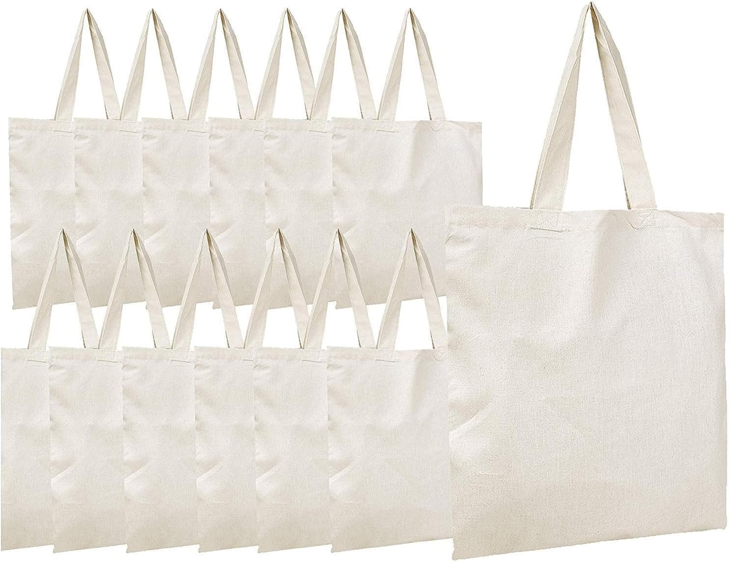 Simpli-Magic Canvas Tote Bags, 13 x 15, Pack of 15, Natural