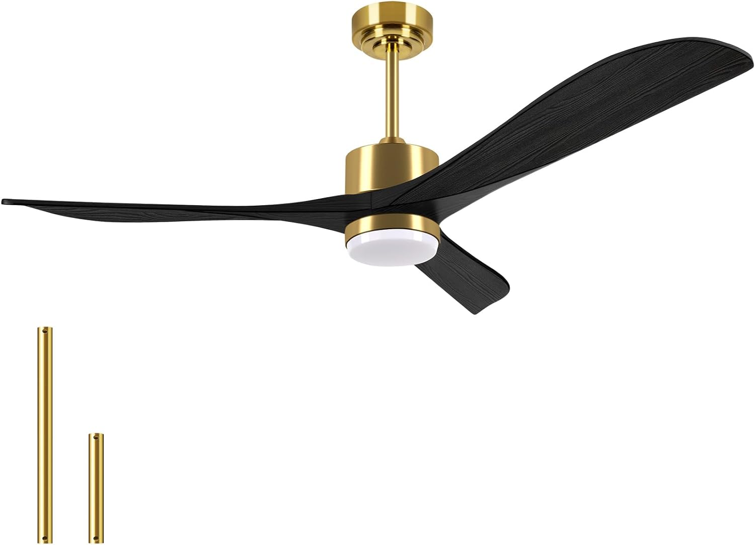 Gold and Black Ceiling Fans with Lights Remote, 56 Indoor Outdoor Wood Ceiling Fan with Light, High CFM, Noiseless Reversible