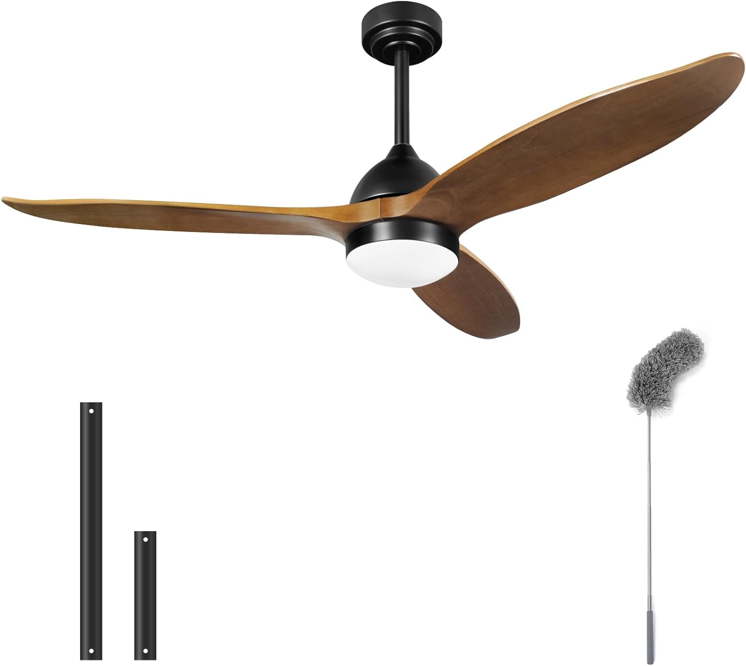 52 Outdoor Wood Ceiling Fan with Lights & Remote Control - Quiet Reversible DC Motor, Dimmable 3 Colors, 6 Speeds - Modern Ceiling Fans for Bedroom Living Room Outdoor Patio(3 blades)