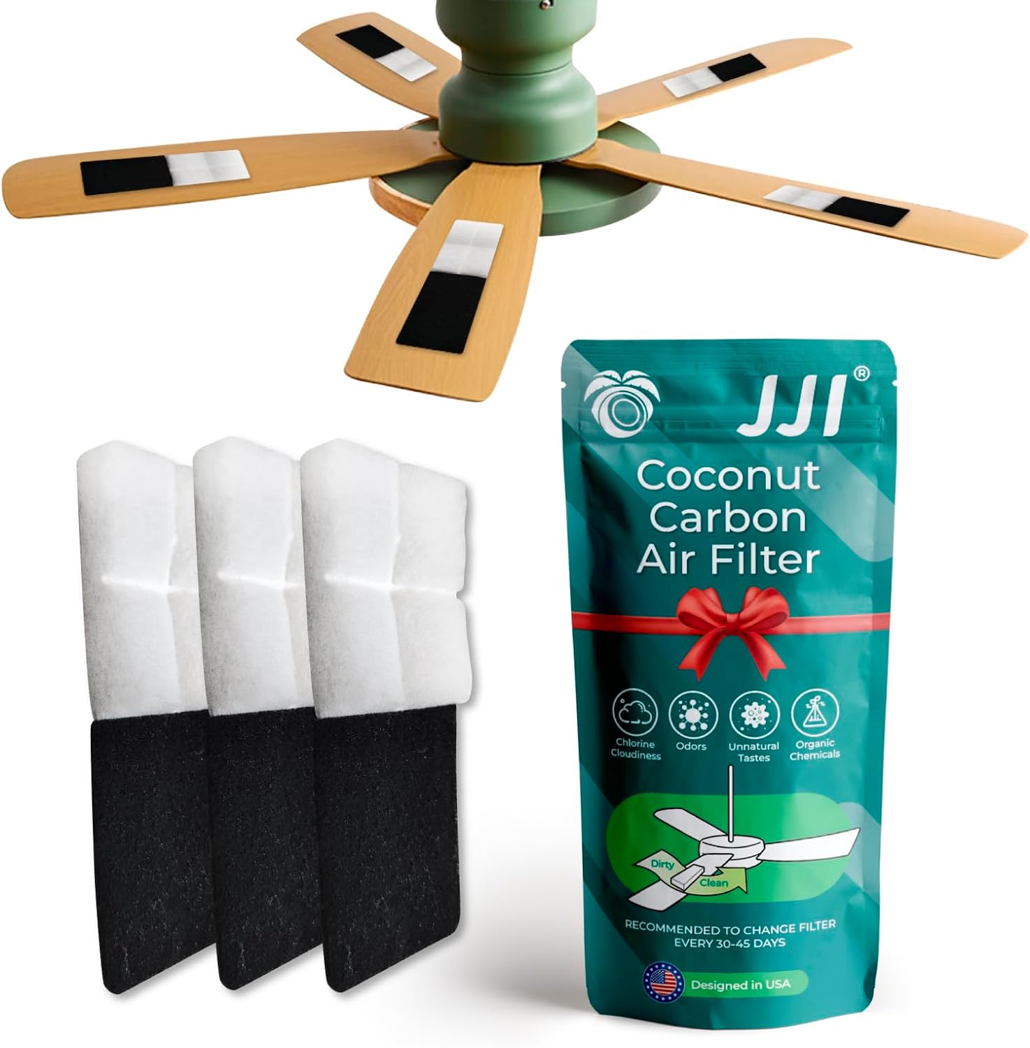 Ceiling Fan Filter - 6Pack Ceiling Fan Air Filter - Ceiling Fan Blades Shape Design - 5/6 Thickness Ceiling Fan Air Filter & 1/4 Thickness Coconut Carbon Ceiling Fan Air Filter (6)