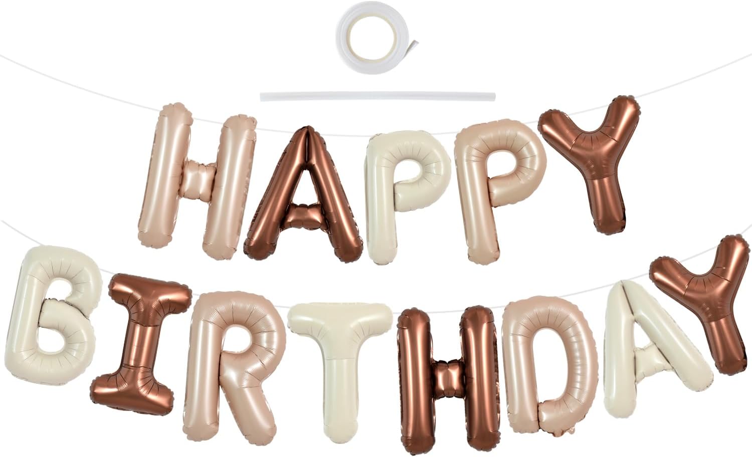 TONIFUL Happy Birthday Balloons Banner 16 Inch Mylar Foil Letters Birthday Sign Reusable Material for Girls Boys Kids & Adults Birthday Decorations and Party SuppliesCaramel Cream Chocolate