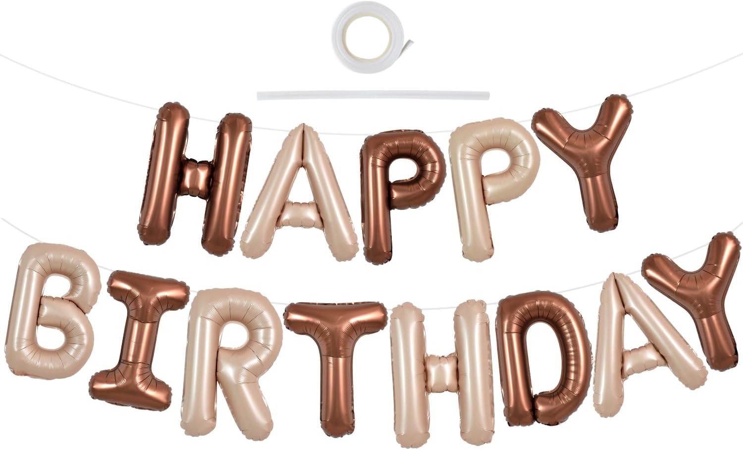 TONIFUL Caramel Chocolate Happy Birthday Balloons Banner 16 Inch Mylar Foil Letters Birthday Sign Reusable Ecofriendly Material for Girls Boys Kids & Adults Birthday Decorations and Party Supplies