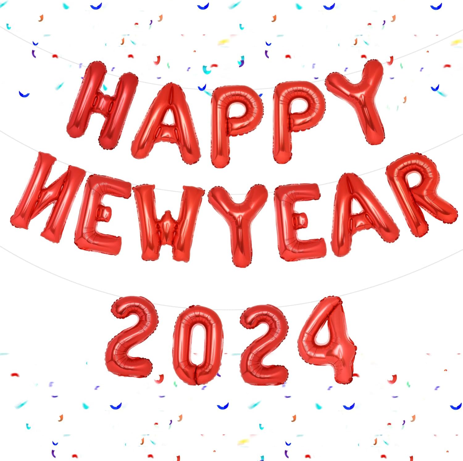 Red Happy New Year Balloons, 16 Inch Red 2024 Balloons Numbers, Happy New Years Letter Balloons, Happy New Year Decorations 2024 Set, New Years Eve Party Supplies 2024, NYE Decorations 2024