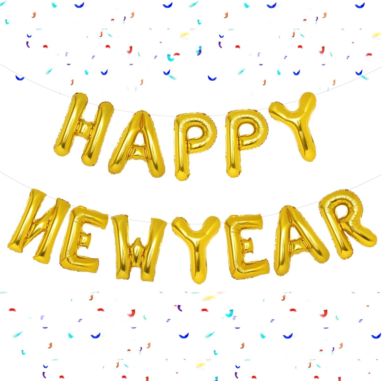 Gold Happy New Year Balloons, 16 Inch Gold Happy New Year Banner, Happy New Year Decorations 2024, NYE Decorations 2024, Happy New Year Backdrop, Happy New Years Eve Party Supplies 2024