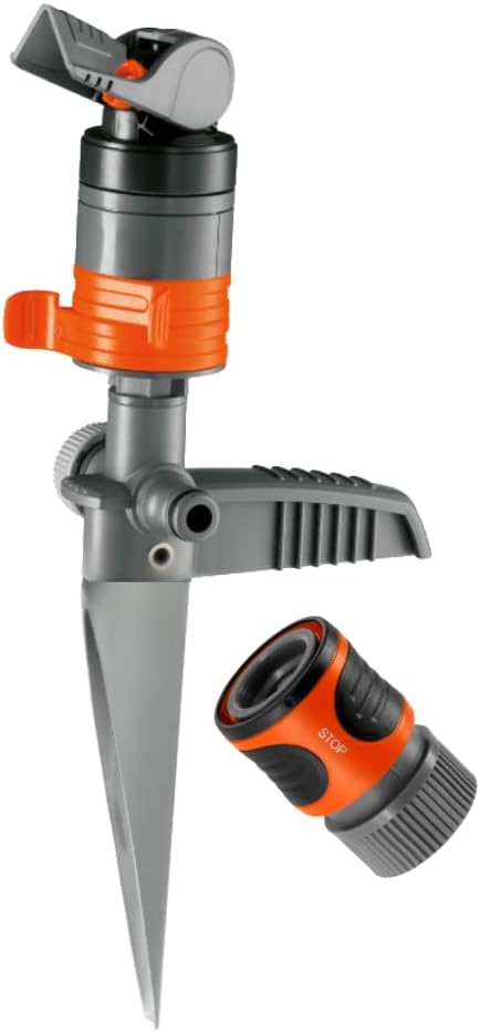 Gardena 38144 Silent Turbo Drive on Spike Sprinkler, Orange/Grey