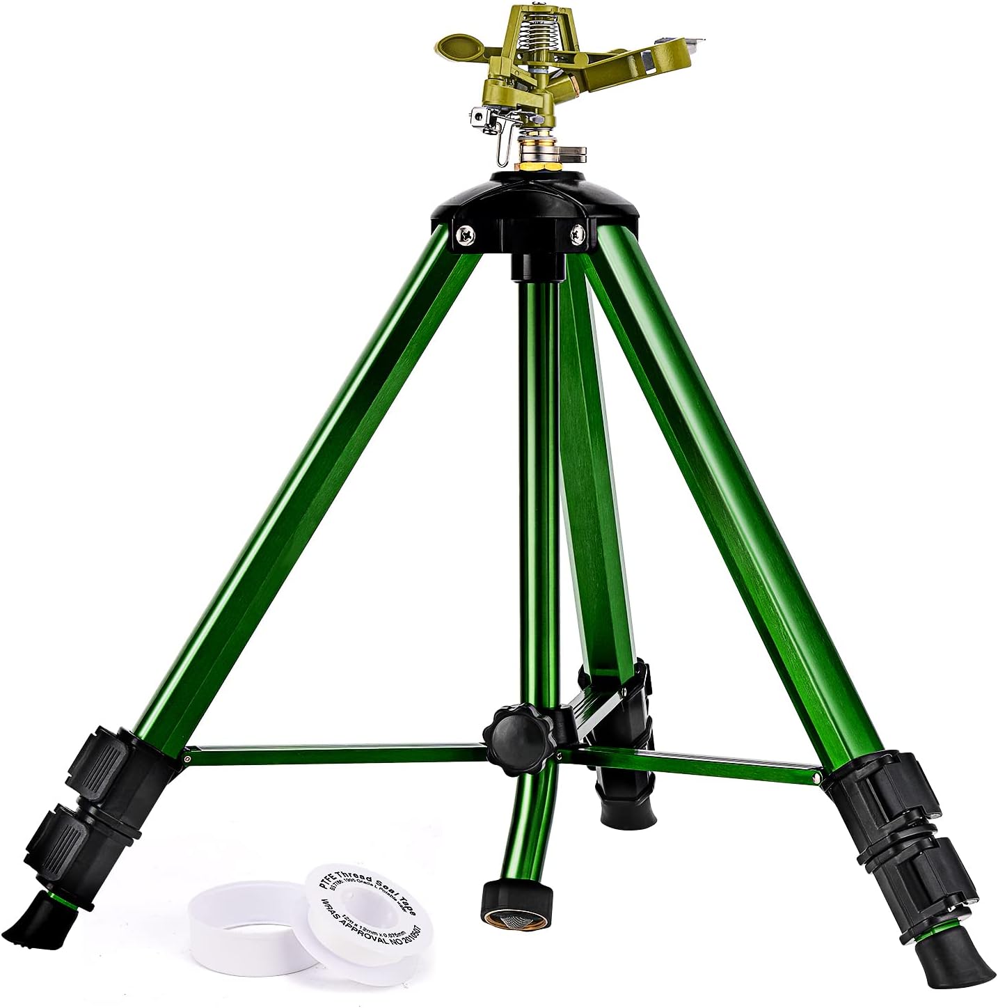 Keten Impact Sprinkler on Tripod Base, Tripod Sprinkler with 300 Degree Large Area Coverage, Extra Tall Heavy Duty Water Sprinkler for Lawn/Yard/Garden