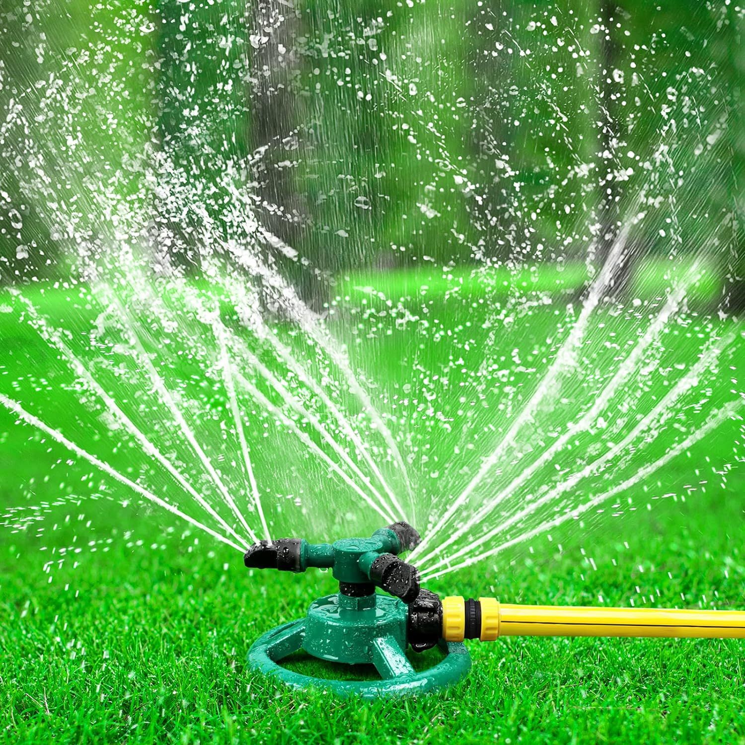 Garden Sprinkler, Adjustable 360 Degree Rotation Lawn Sprinkler, Large Area Coverage, Multipurpose Yard Sprinklers for Plant Irrigation and Kids Playing