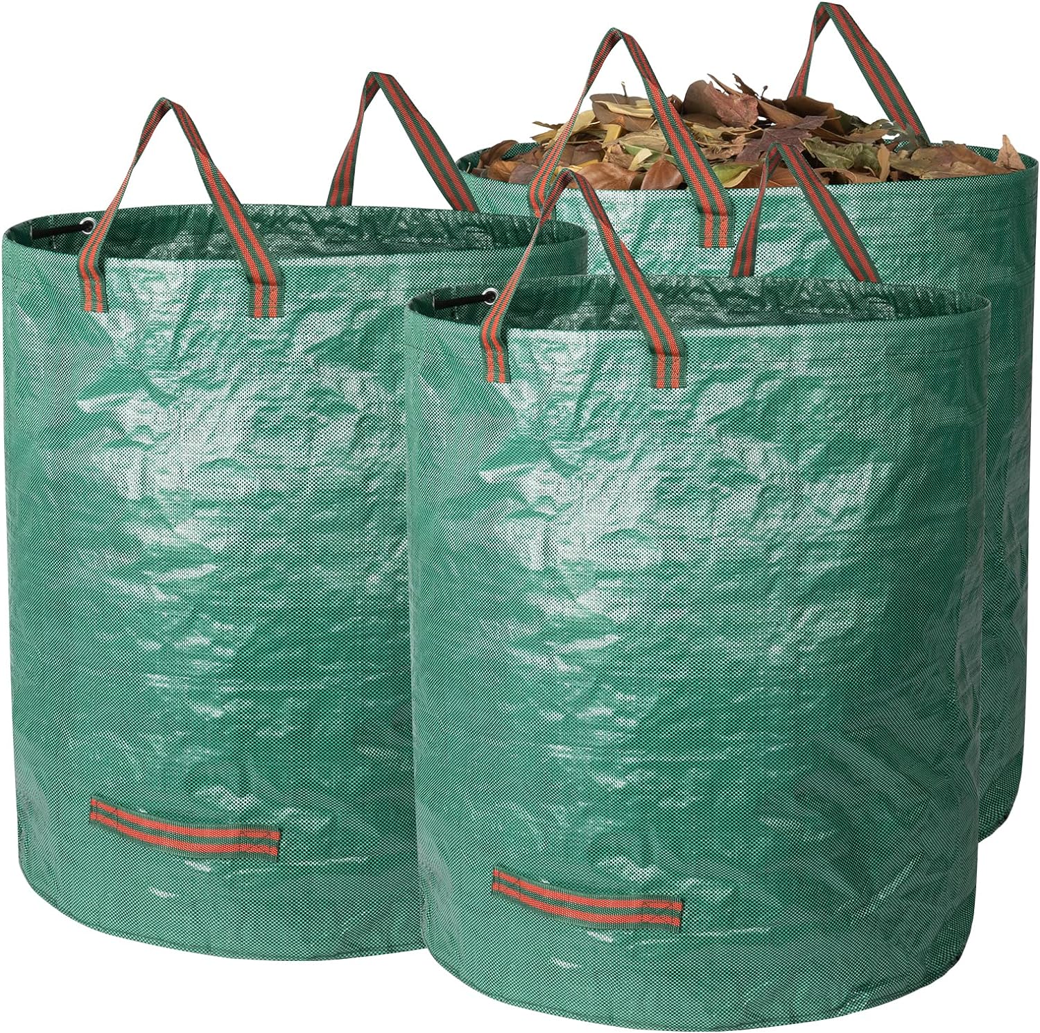 72 Gallon Reusable Yard Waste Bag, Heavy Duty, Upright Lawn Bags with 4 Reinforced Handles for Garden Leaves and Waste Collection, Lightweight and Portable (3 Pack)