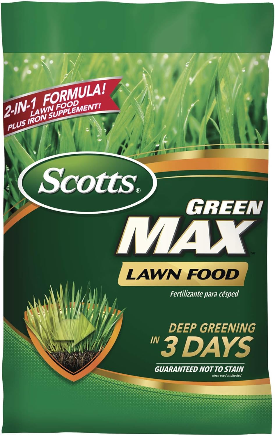 Scotts Green Max Lawn Food, Lawn Fertilizer Plus Iron Supplement for Greener Grass, 5,000 sq. ft., 16.67 lbs.