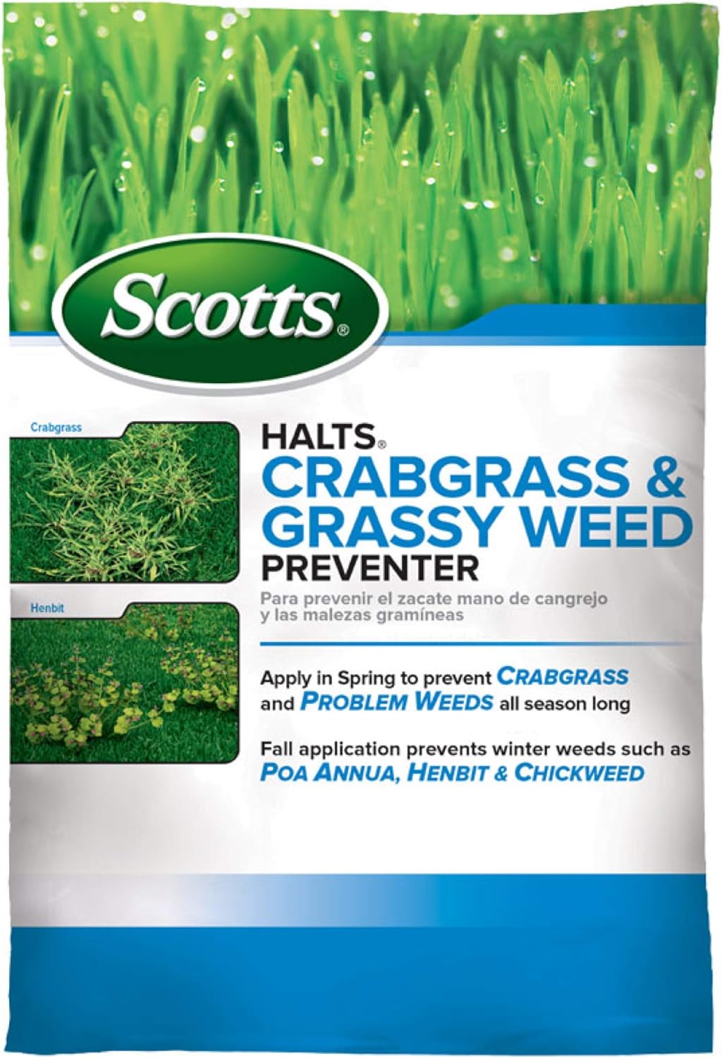 Scotts Halts Crabgrass & Grassy Weed Preventer, Pre-Emergent Weed Killer for Lawns, 5,000 sq. ft., 10.06 lbs.