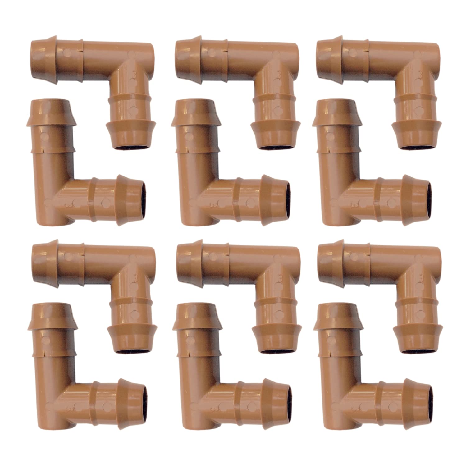 1/2 Elbow Drip Irrigation Fittings (12 Pack) - Barbed 90 Degree Corner Drip Line Connectors (17mm) Compatible with Rain Bird and Most 1/2 Irrigation Tubing or Sprinkler Systems