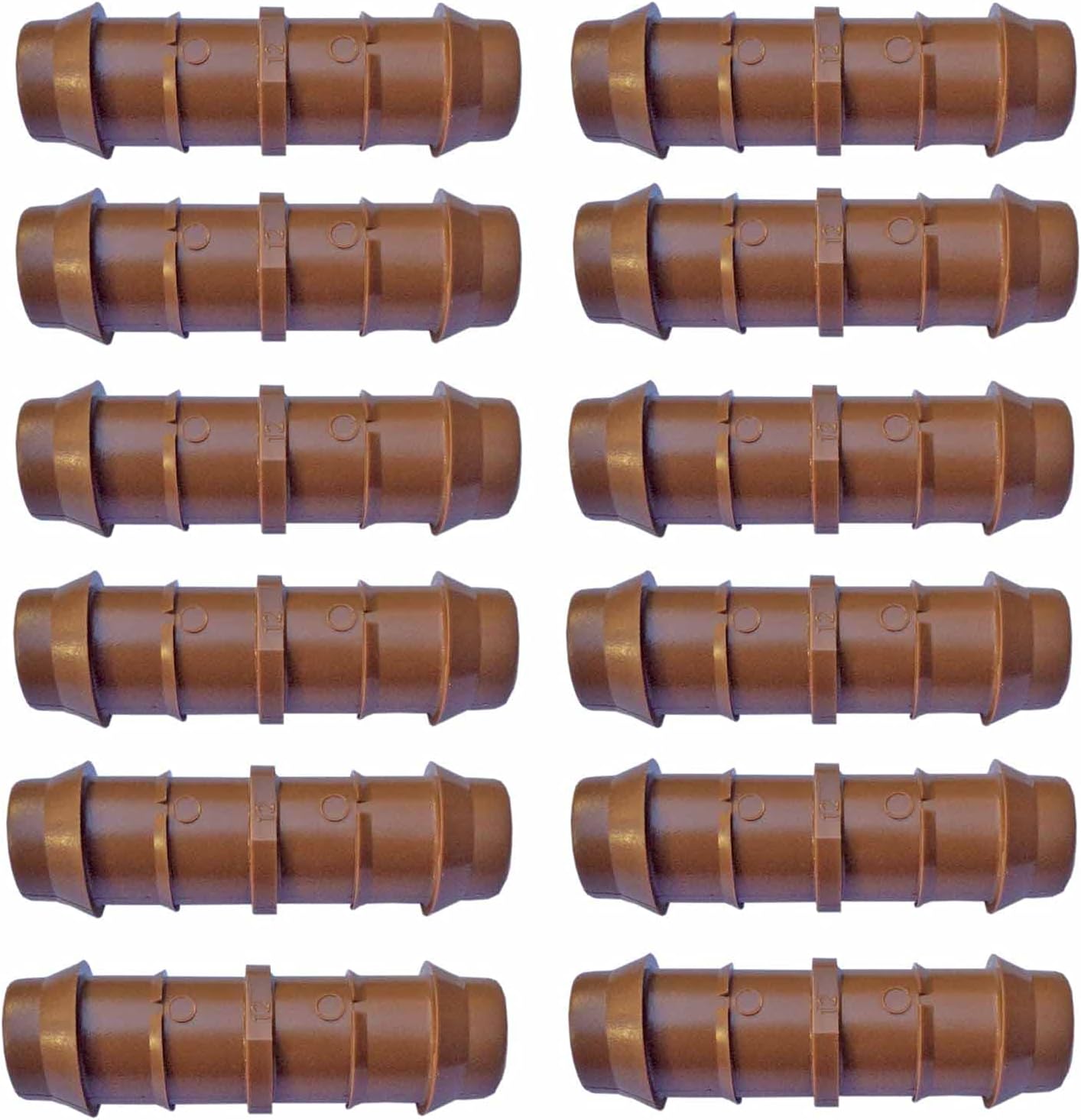 1/2 Coupling Drip Irrigation Fittings (12 Pack) - Barbed Drip Line Coupler Connectors compatible with Rain Bird and Most 1/2 Tubing or Sprinkler Systems