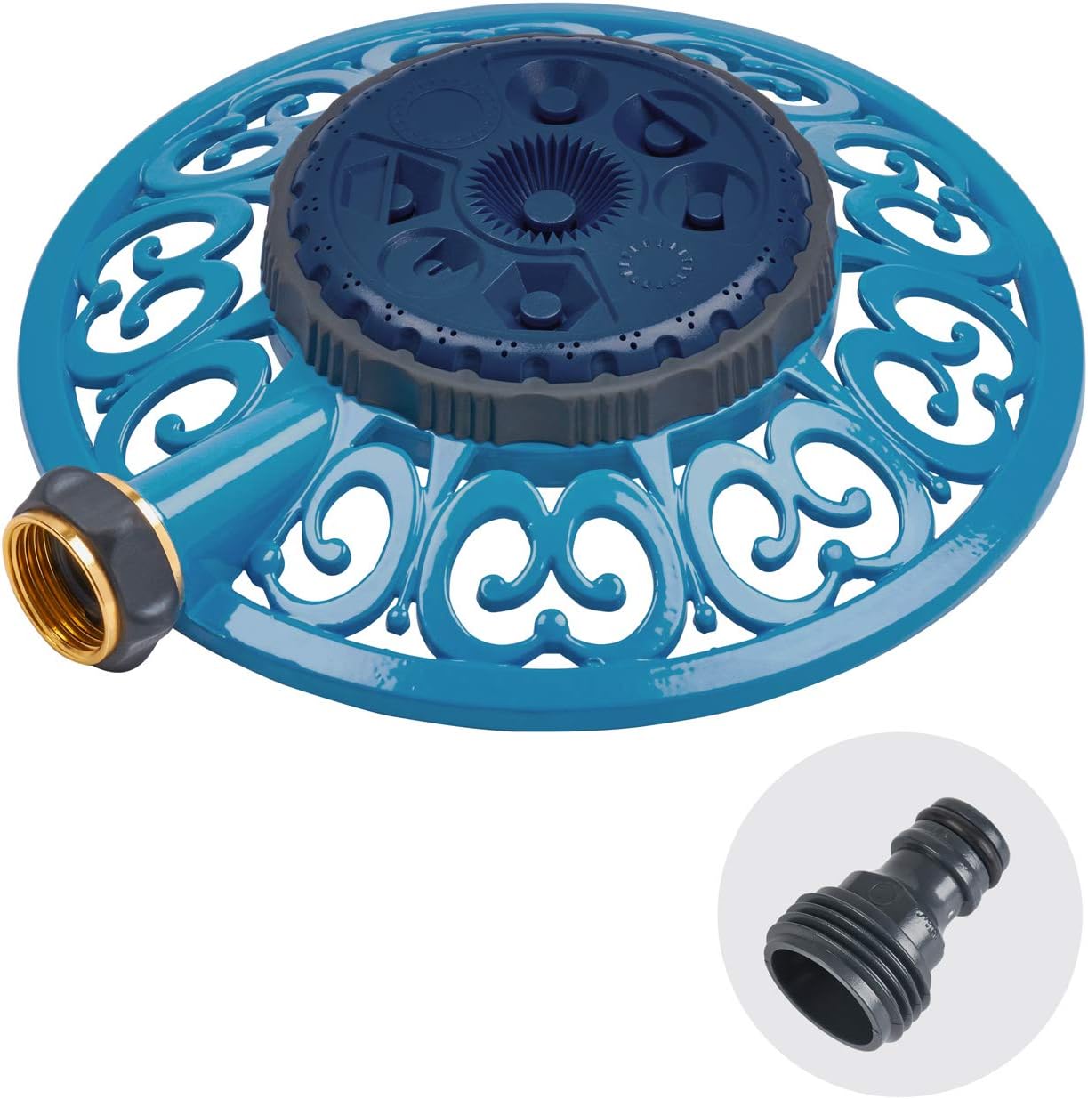 Sprout 65102-AMZ Metal 8-Pattern Sprinkler and QuickConnect Product Adapter Amazon Bundle, Blueberry Blue