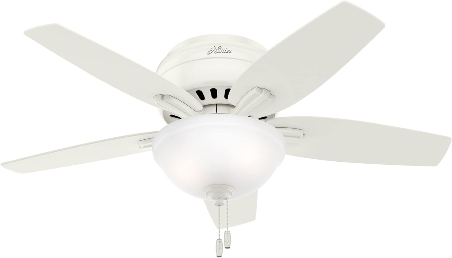 Hunter Fan Company, 51080, 42 inch Newsome Fresh White Low Profile Ceiling Fan with LED Light Kit and Pull Chain