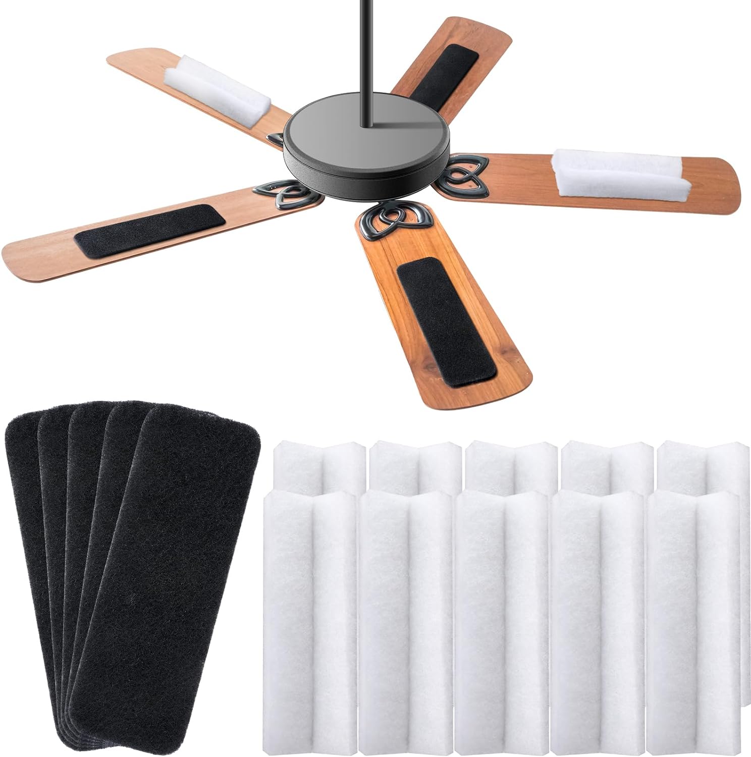 Ceiling Fan Filter Set Ceiling Fan Air Purifier Pads Coconut Carbon Ceiling Fan Air Filter for Indoor Home Filtration Family Rooms Reduce Dirt Dust Smoke(10 Pcs)