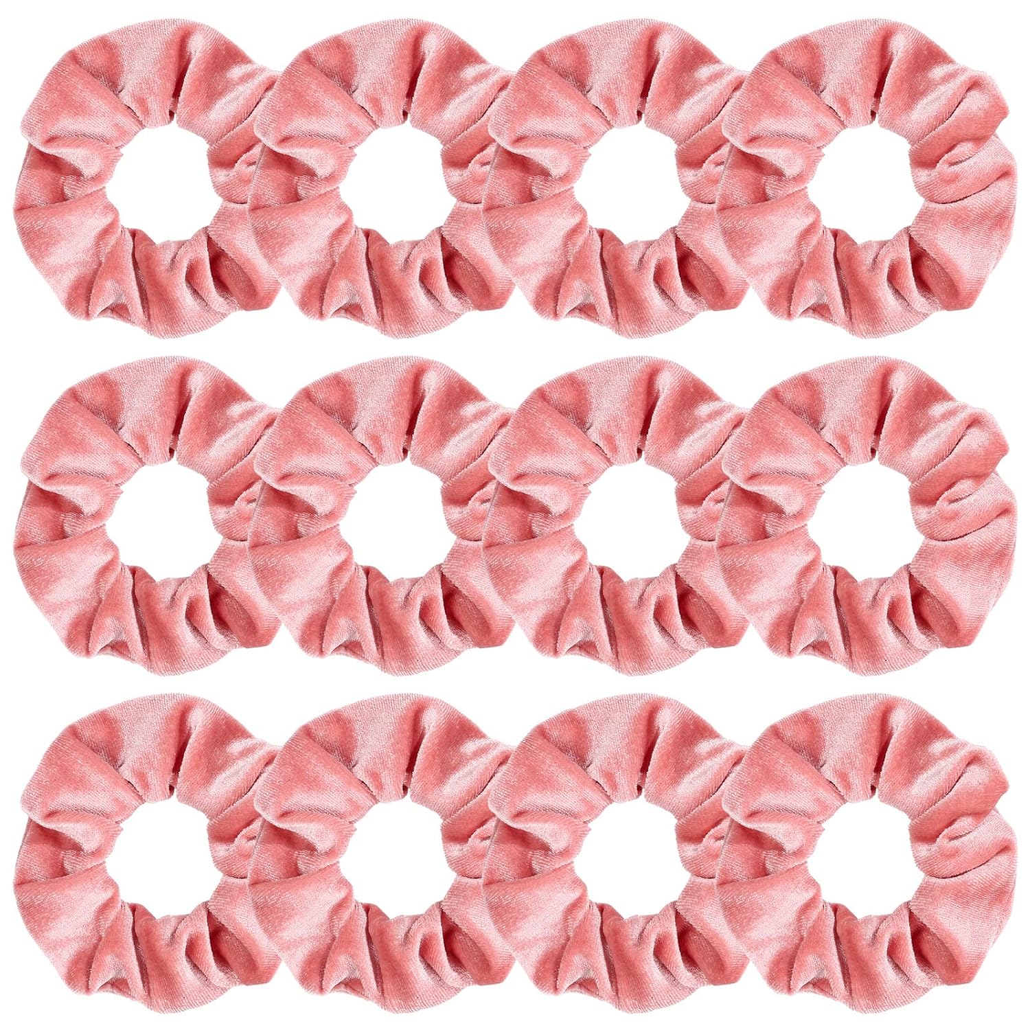 Whaline 12 Pieces Hair Scrunchies Velvet Elastics Scrunchy Bobbles Soft Hair Bands Hair Ties for Women Teenage Girls (Dusty Pink)