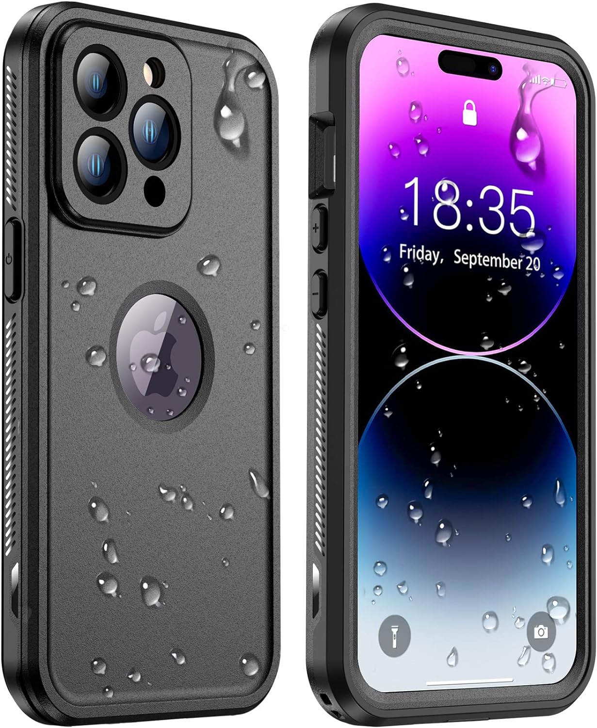 Temdan [Real 360 for iPhone 14 Pro Max Case Waterproof, Built-in 9H Tempered Glass Camera Lens & Screen Protector [Dustproof] [Dropproof][IP68 Underwater] Full-Body Shockproof Phone Case-Black