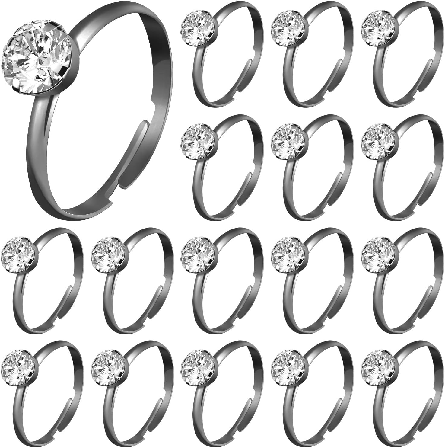 Whaline 72Pcs Black Bridal Shower Diamond Rings, Adjustable Engagement Rings Black Wedding Decorations for Wedding Table Decorations, Bridal Shower Game and Party Favors