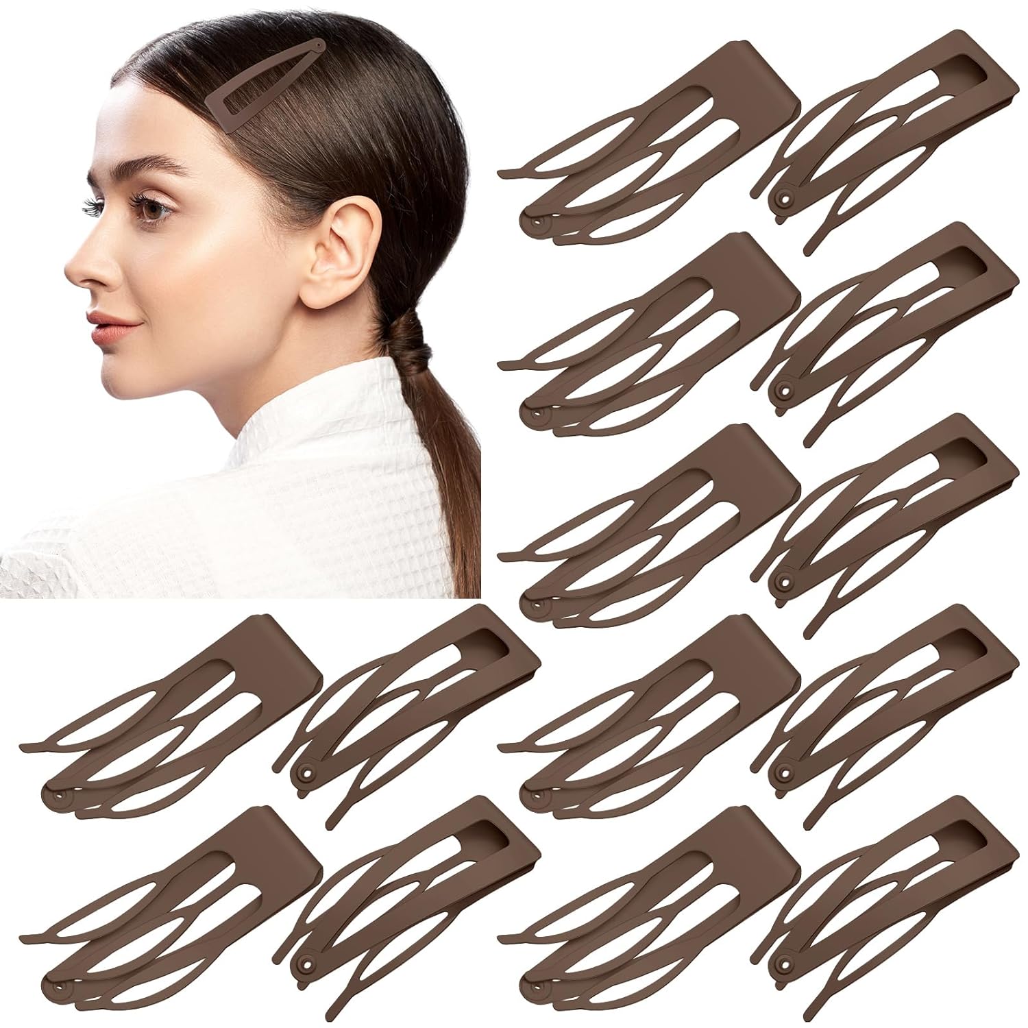 Chinco 24 Pieces Double Grip Hair Clips Metal Snap Hair Clips Women Hair Barrettes for Hair Making, Salon Supplies (Brown, 2.8 Inch)