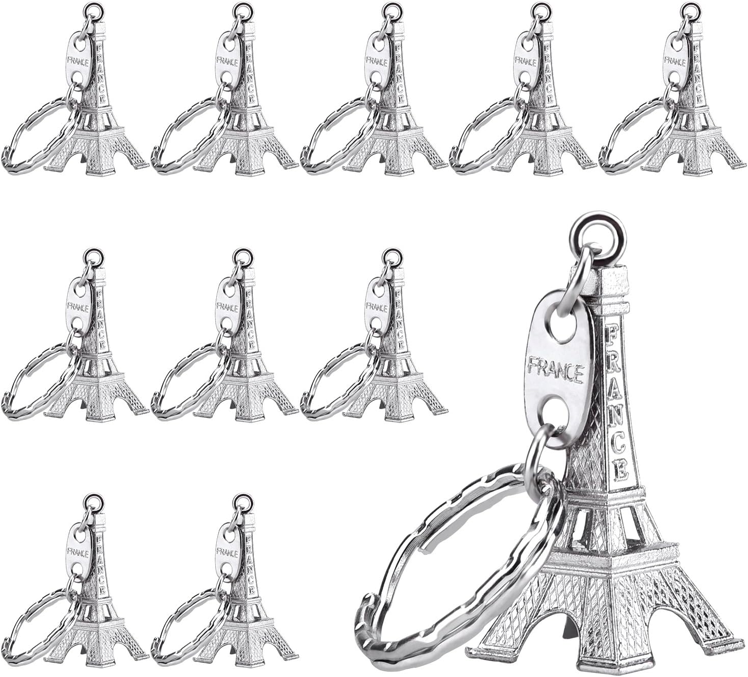 Outus 15 Pieces Eiffel Tower Keyring Retro Adornment French Souvenirs Keychains